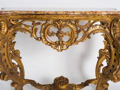 Italian Giltwood Marble Top Console