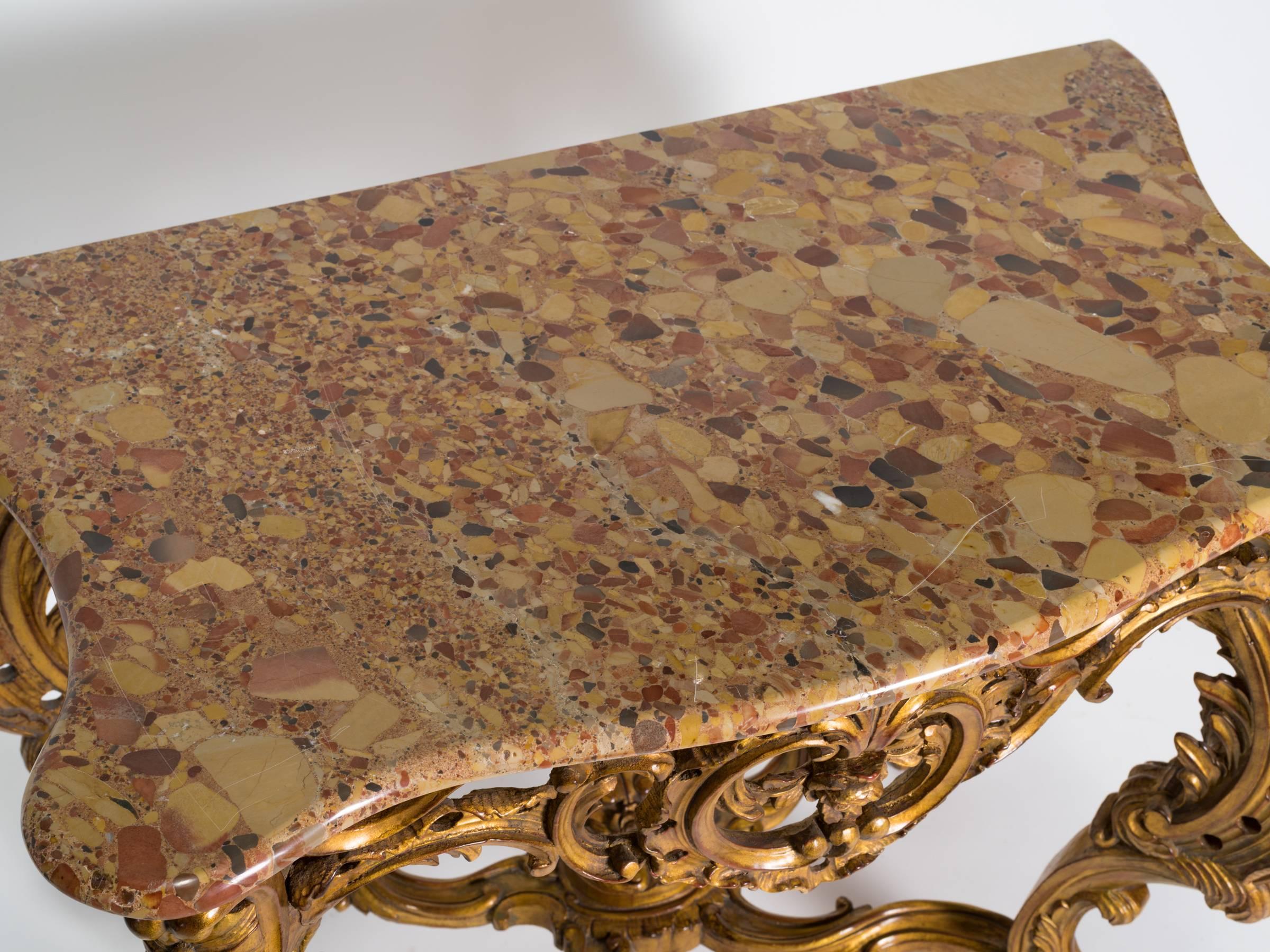 Italian Giltwood Marble Top Console 2
