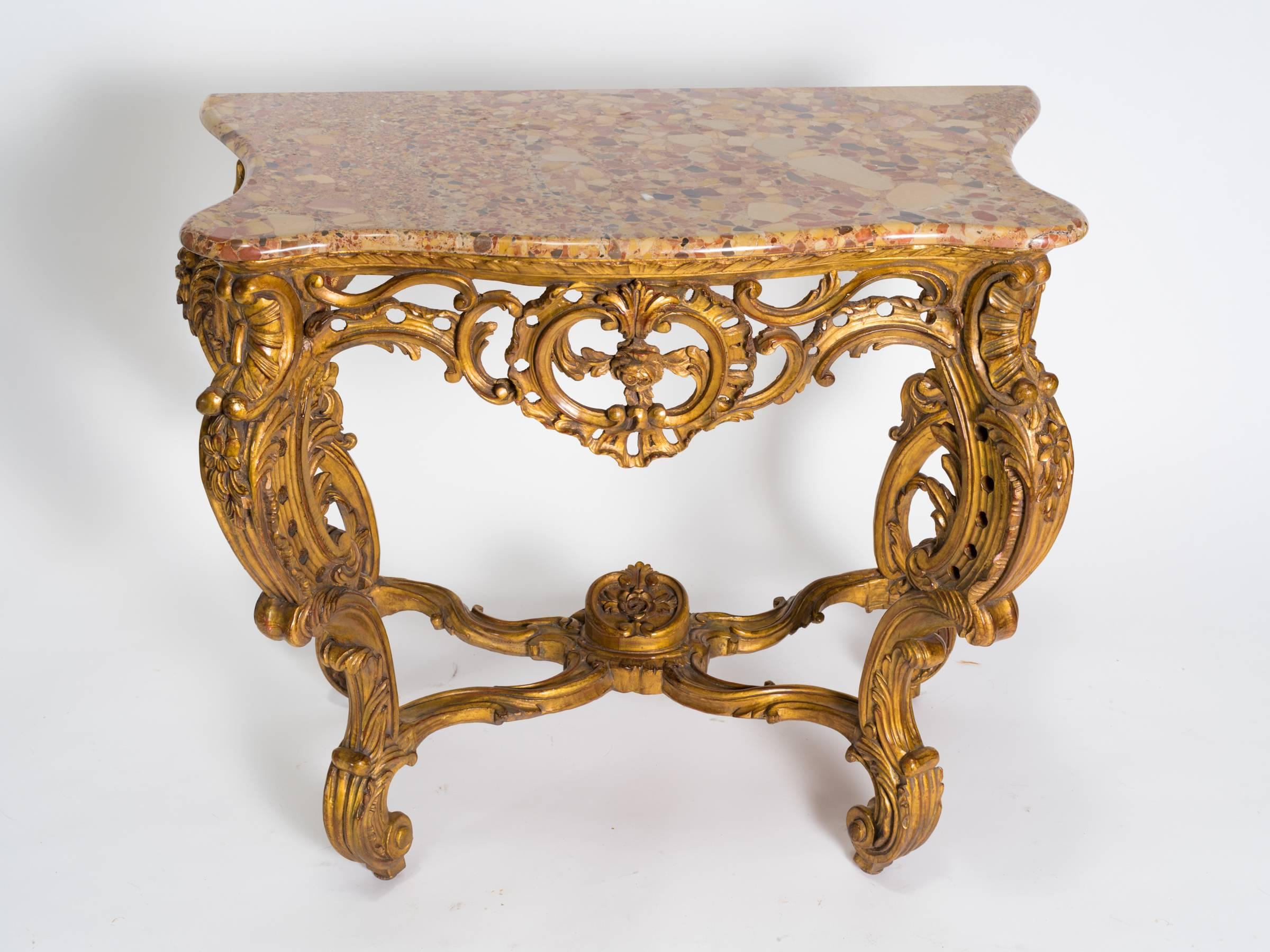 Italian Giltwood Marble Top Console 3