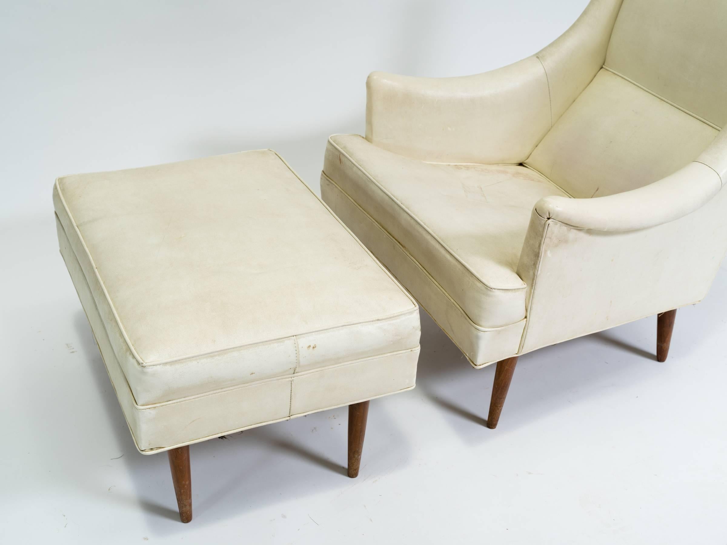 Milo Baughman Chair and Ottoman, Signed 1
