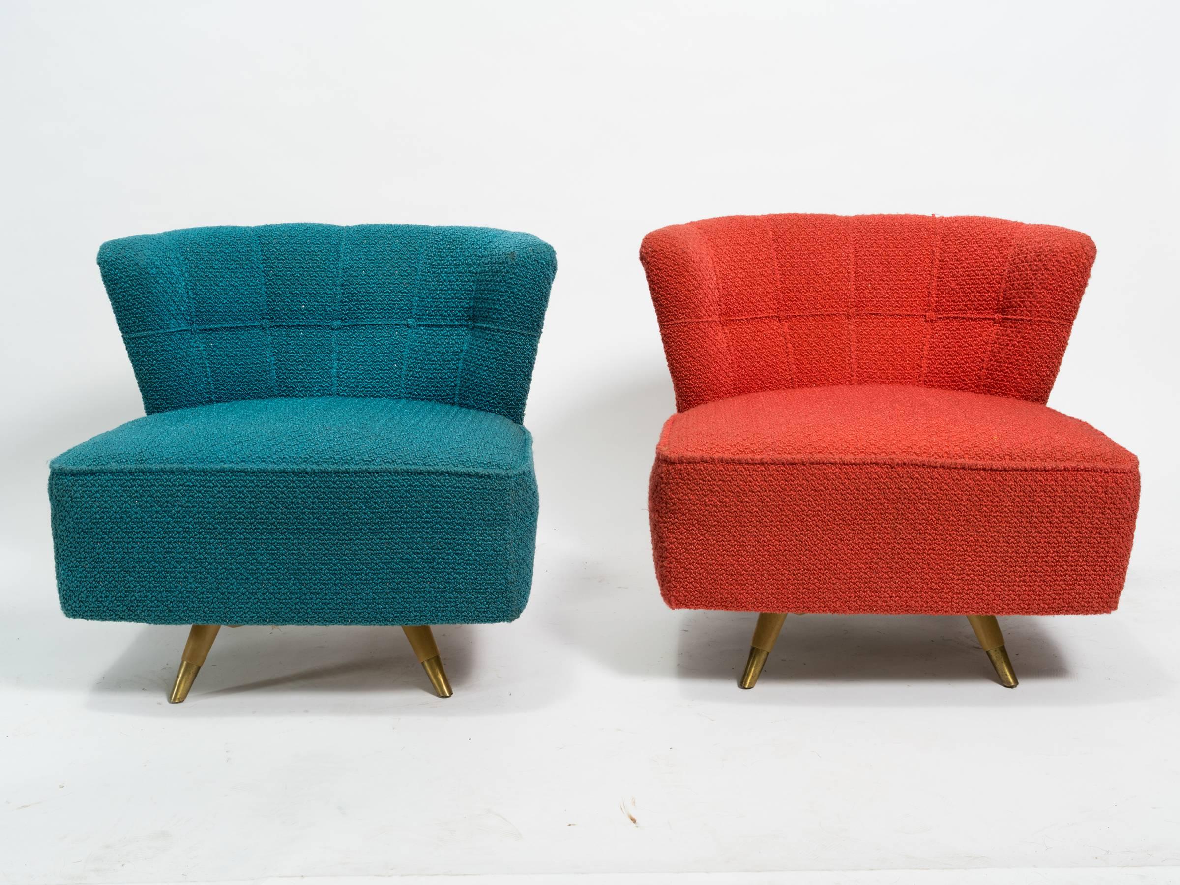 Mid-20th Century Pair of Kroehler 1950s Swivel Lounge Chairs