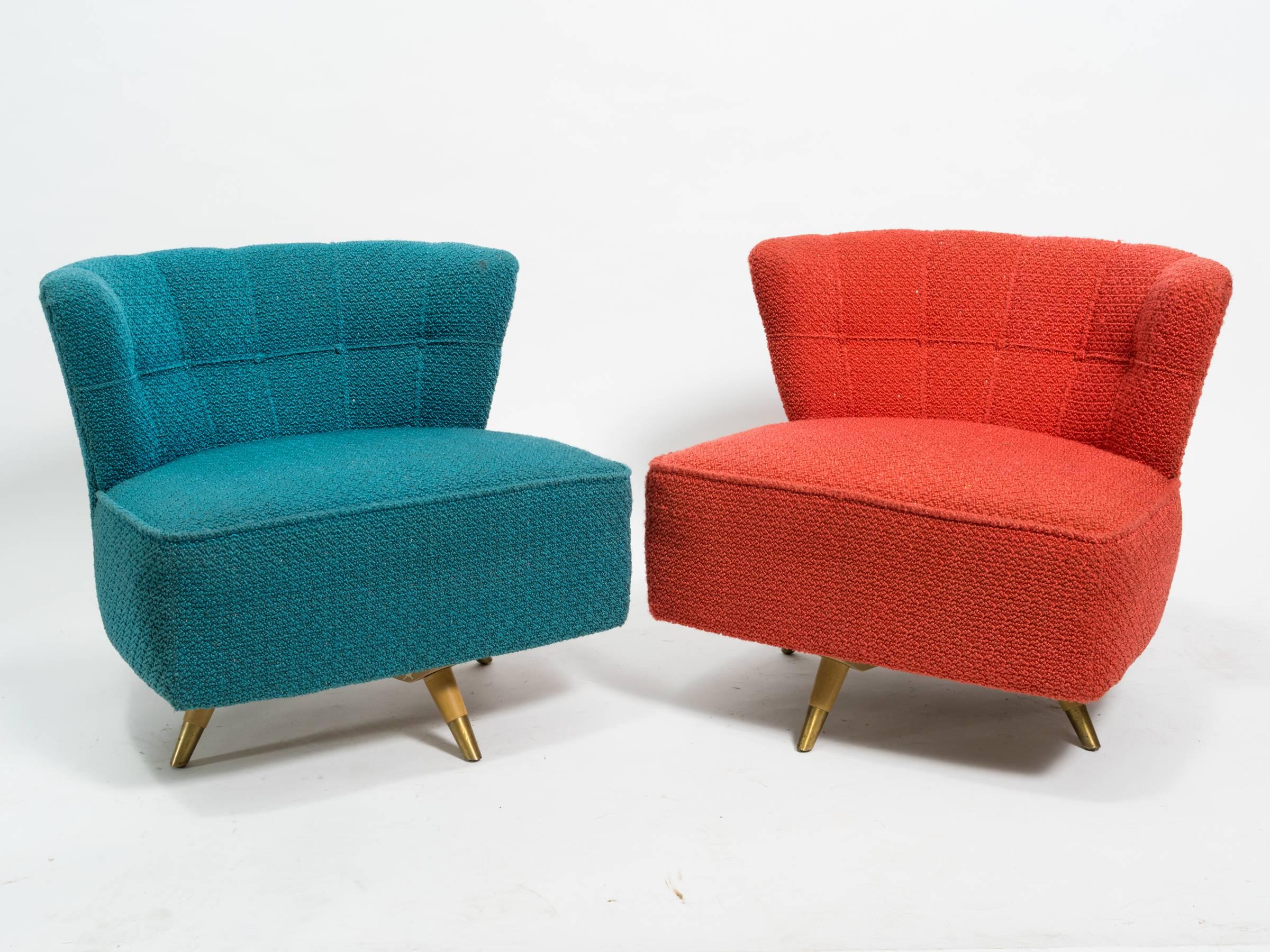 Pair of Kroehler 1950s Swivel Lounge Chairs 1