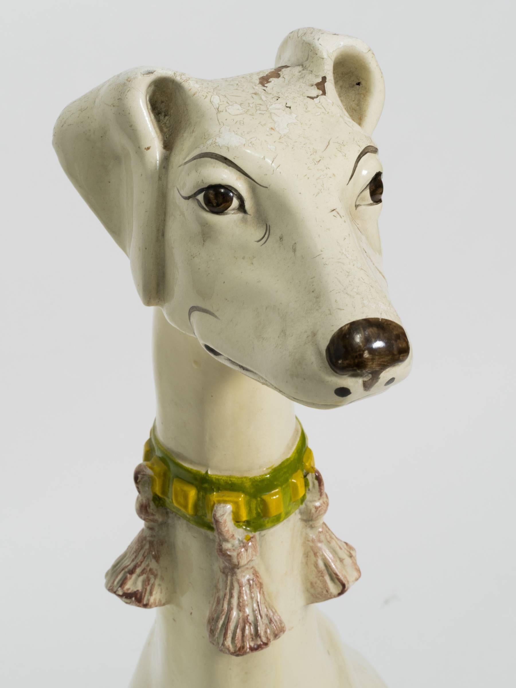 Late 20th Century Painted Greyhound Sculpture