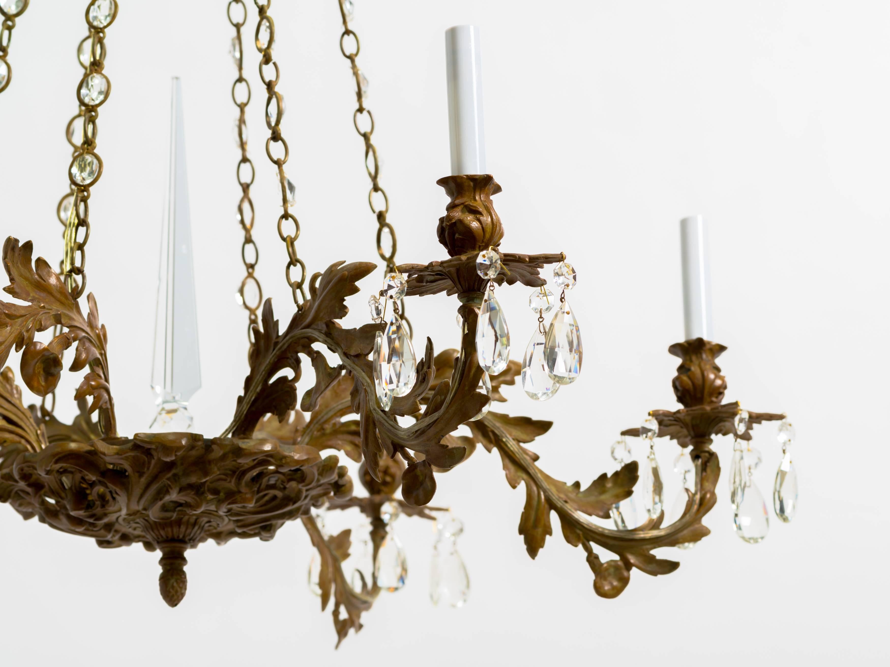 French Late 19th Century Cast Bronze Chandelier