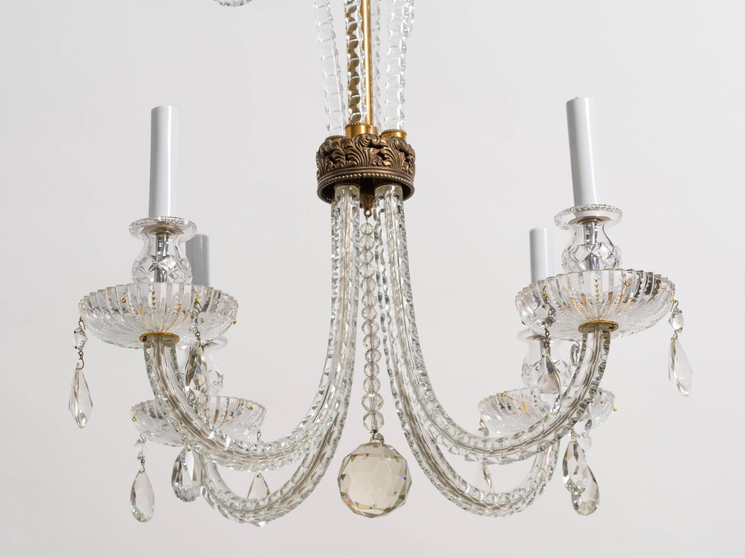 1930s Crystal Plume Chandelier For Sale 4