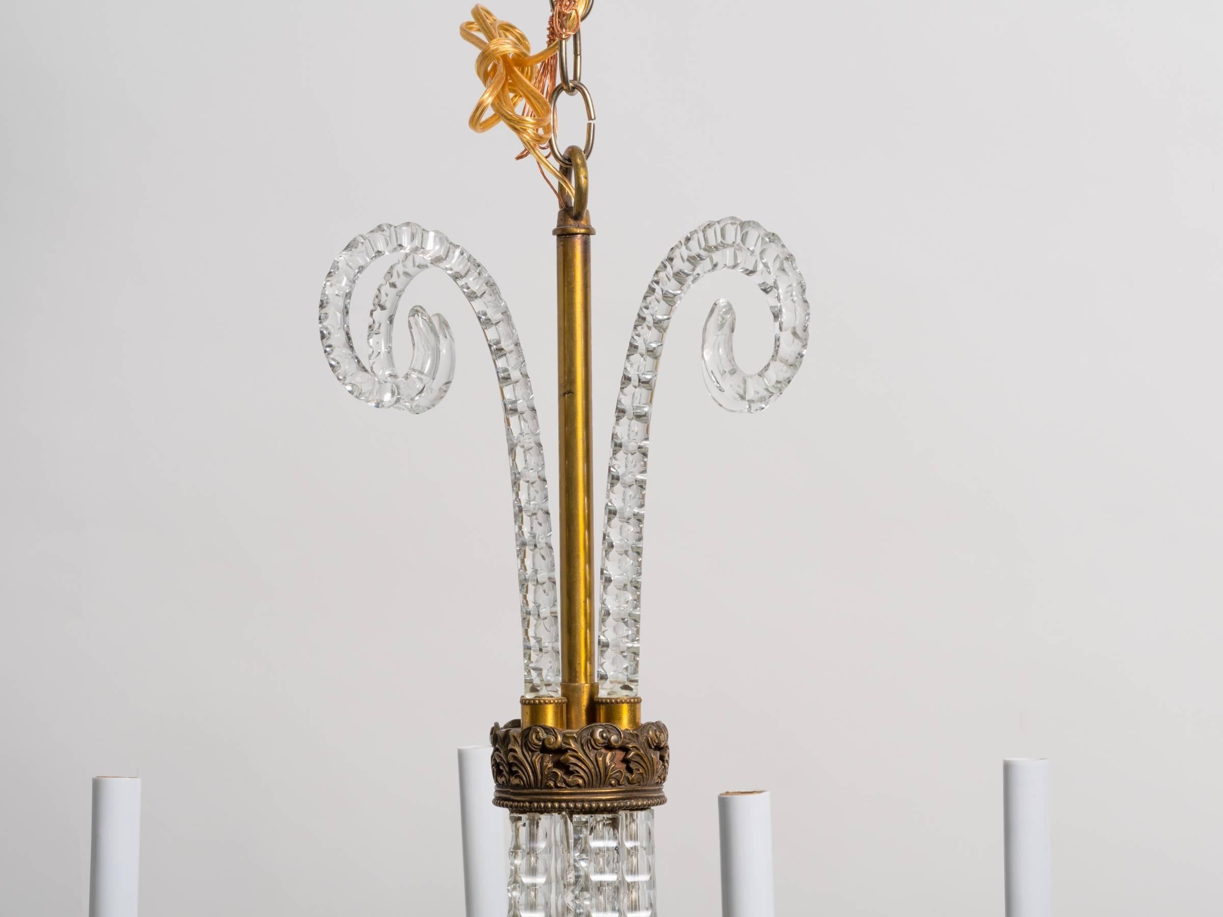 1930s Crystal Plume Chandelier For Sale 3