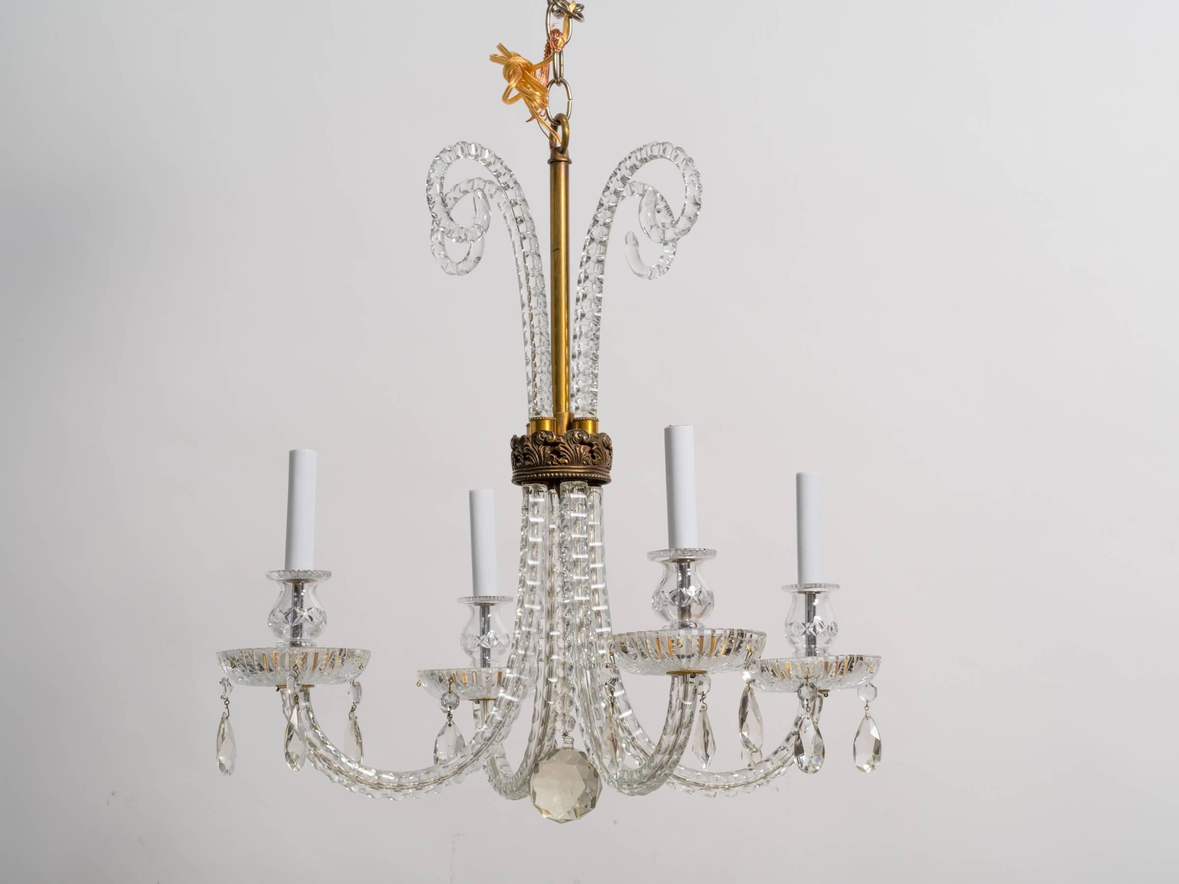 1930s Crystal Plume Chandelier In Good Condition For Sale In Tarrytown, NY