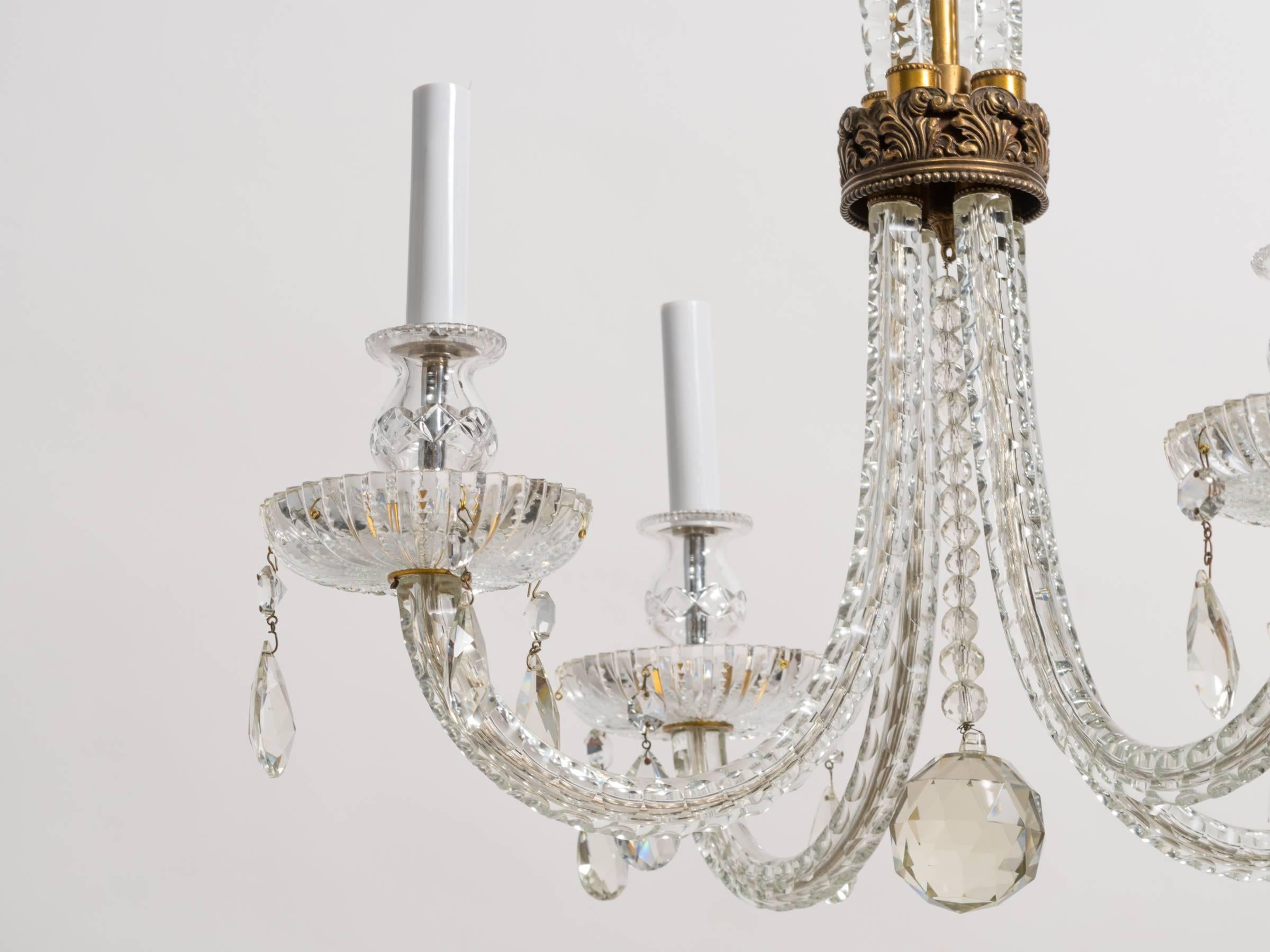 1930s Crystal Plume Chandelier For Sale 2