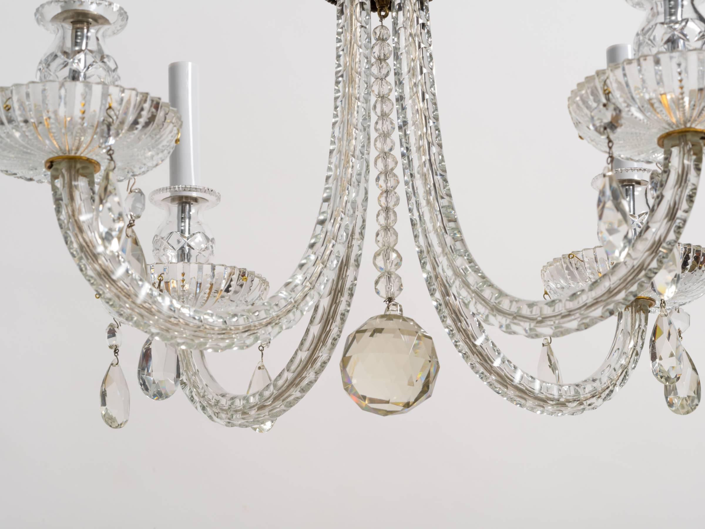 1930s Crystal Plume Chandelier For Sale 1