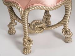 Pair of Rope and Tassel Wood Stools