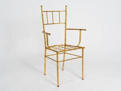 Gilt Metal Faux Bamboo Chair