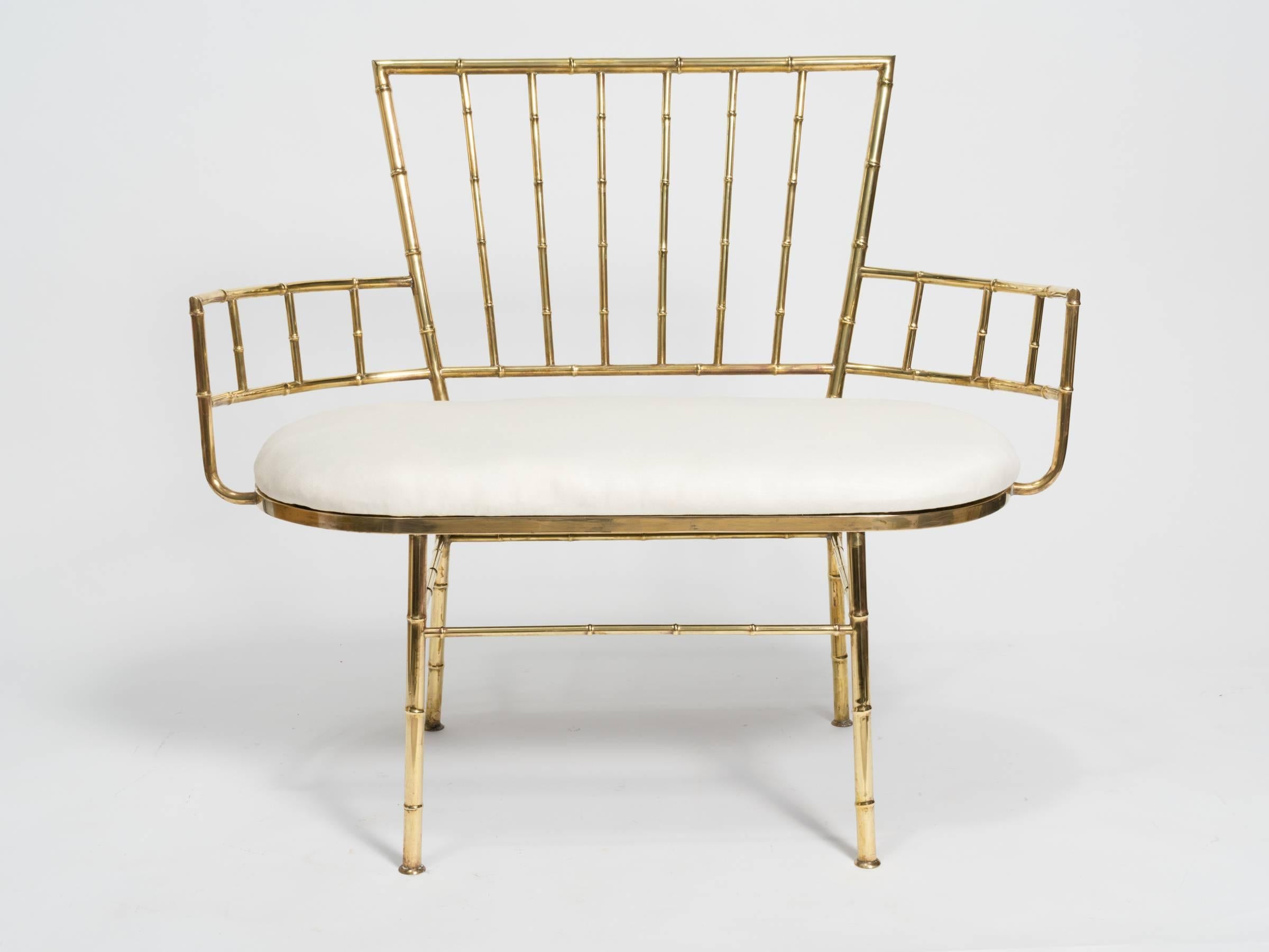 Italian Faux Bamboo Brass Bench 2