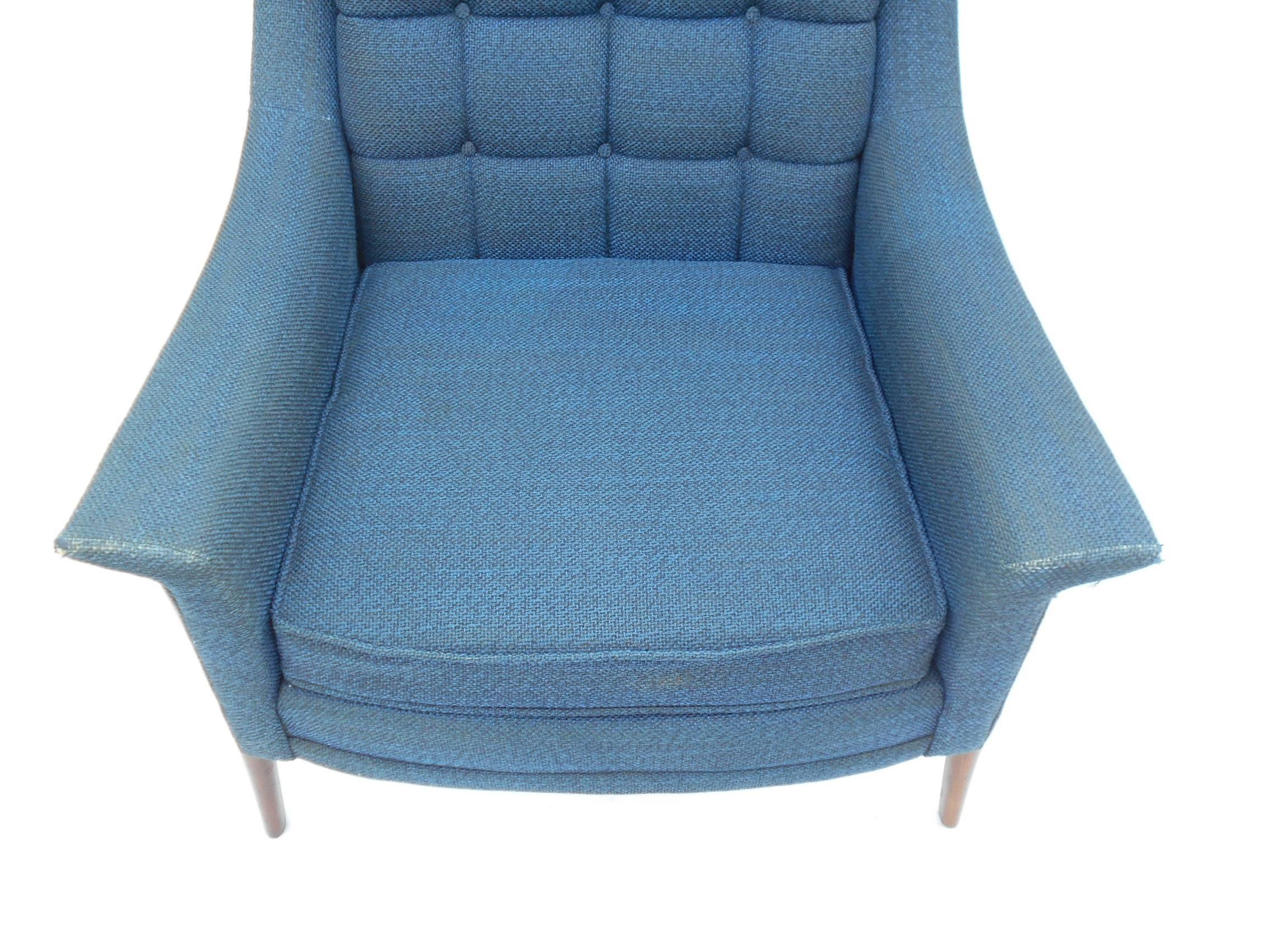 Upholstery High Back Midcentury Lounge Chair by Kroehler