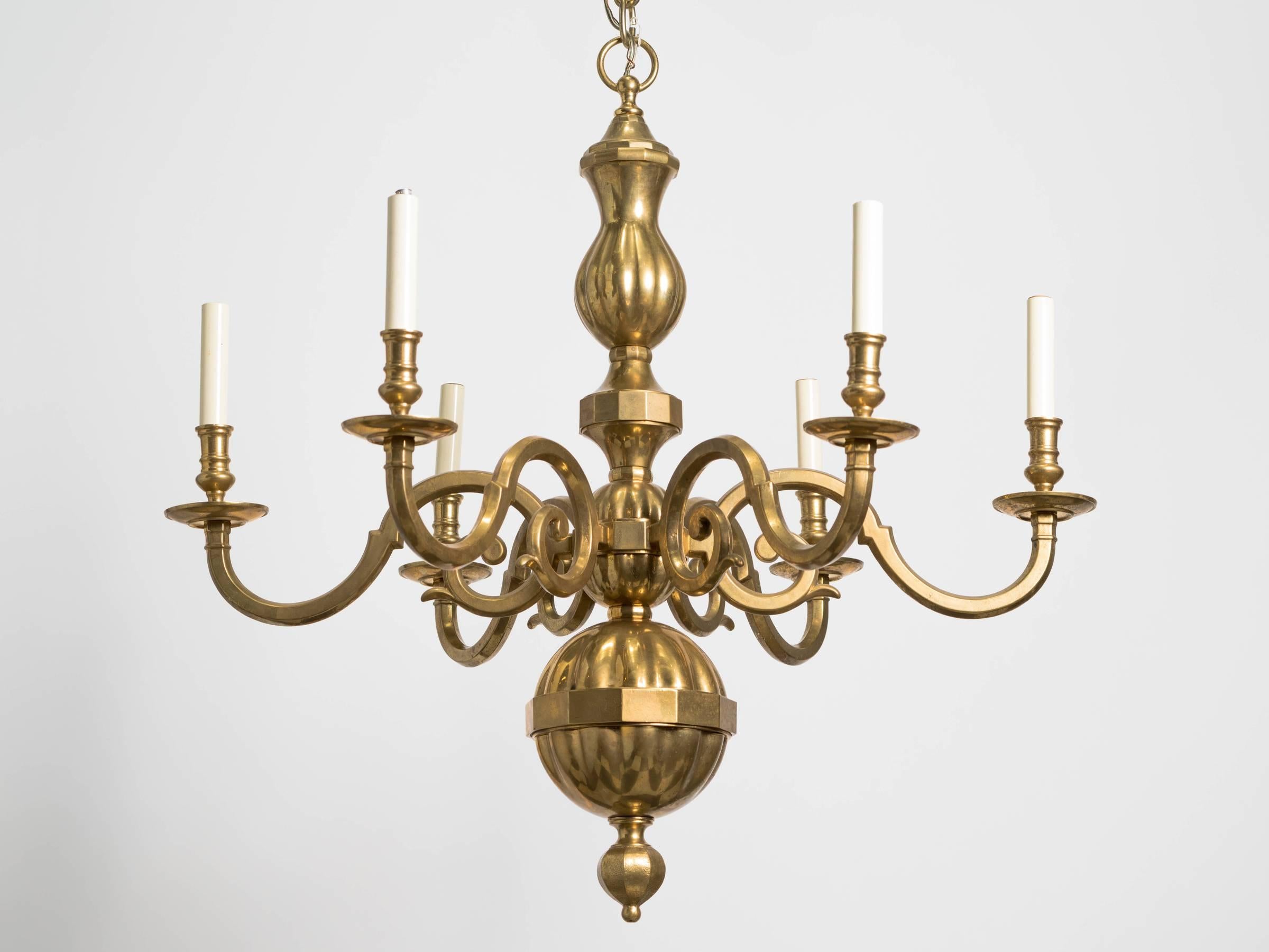 Traditional Brass 6-arm Chandelier

Height is to top of the  ring.