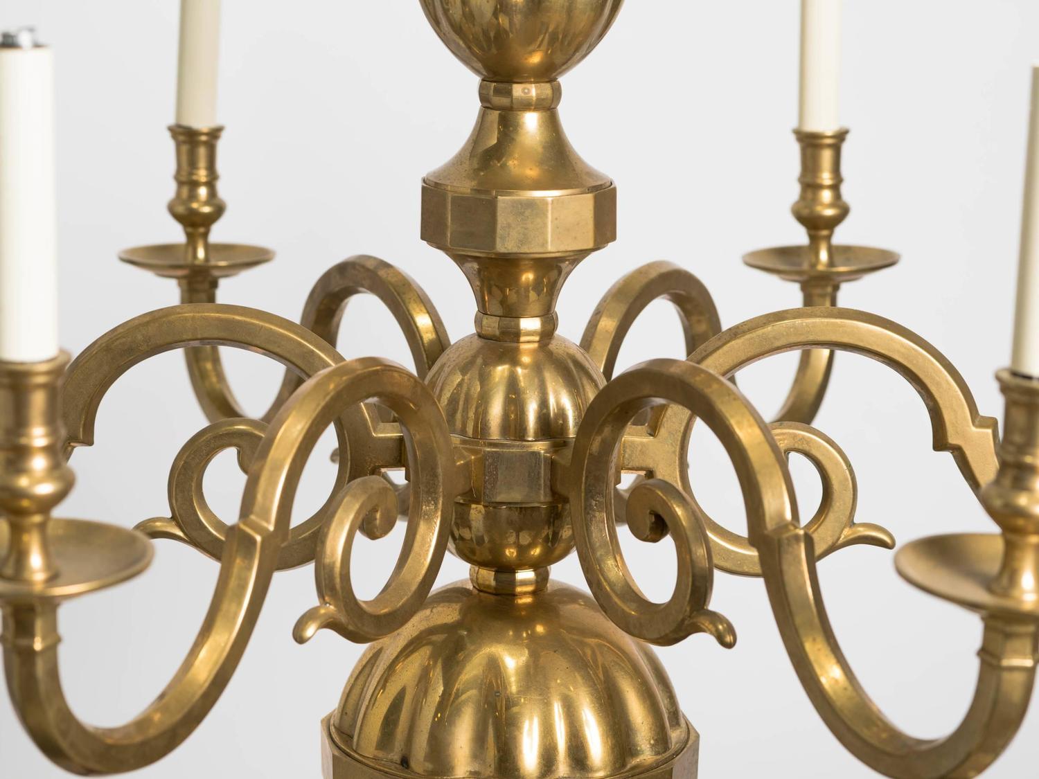Traditional Solid Brass SixArm Chandelier at 1stdibs