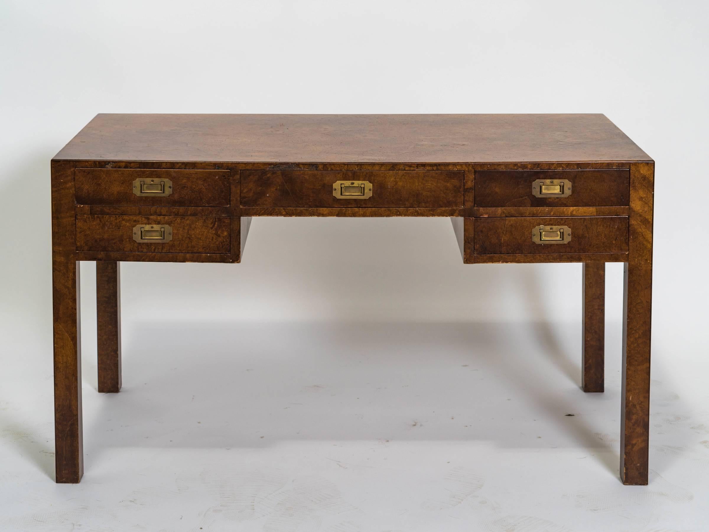 Italian Olive Wood Parsons Desk 5