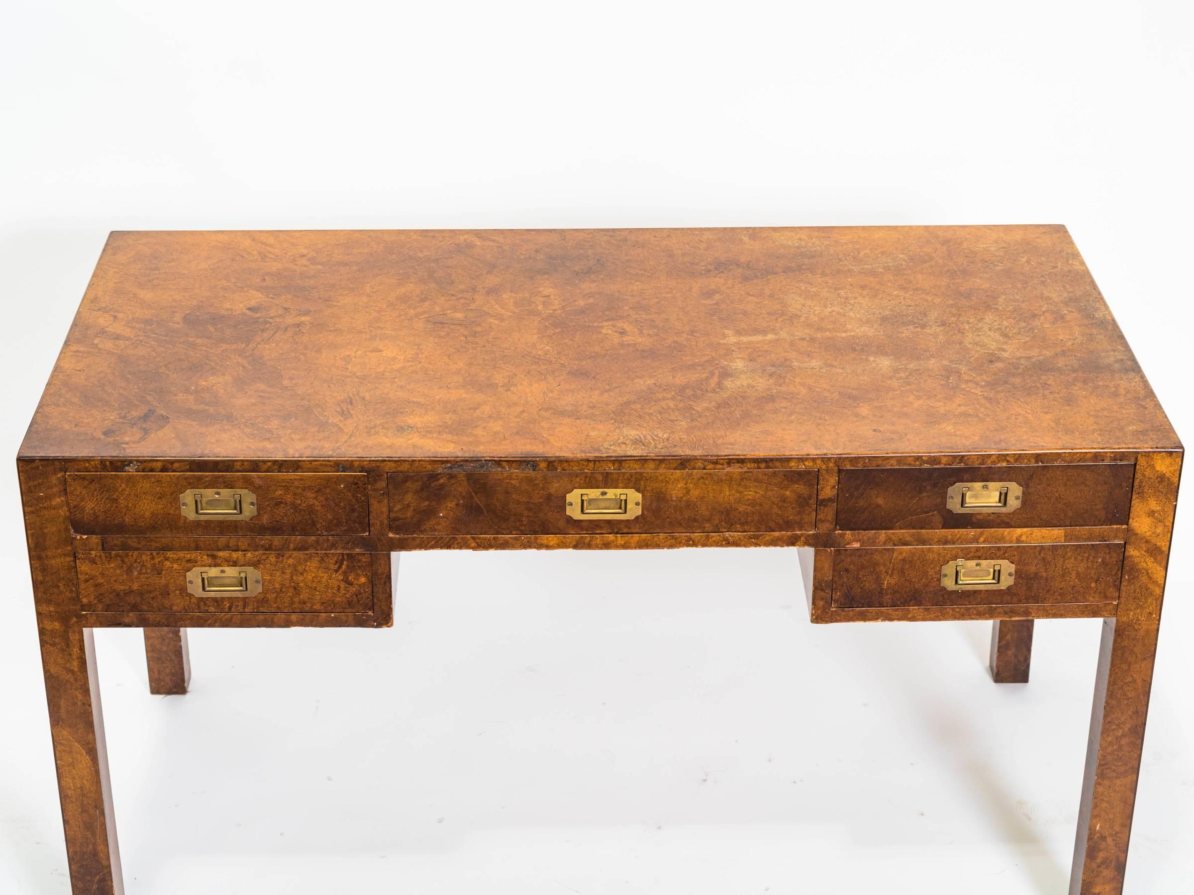 Italian Olive Wood Parsons Desk In Fair Condition In Tarrytown, NY