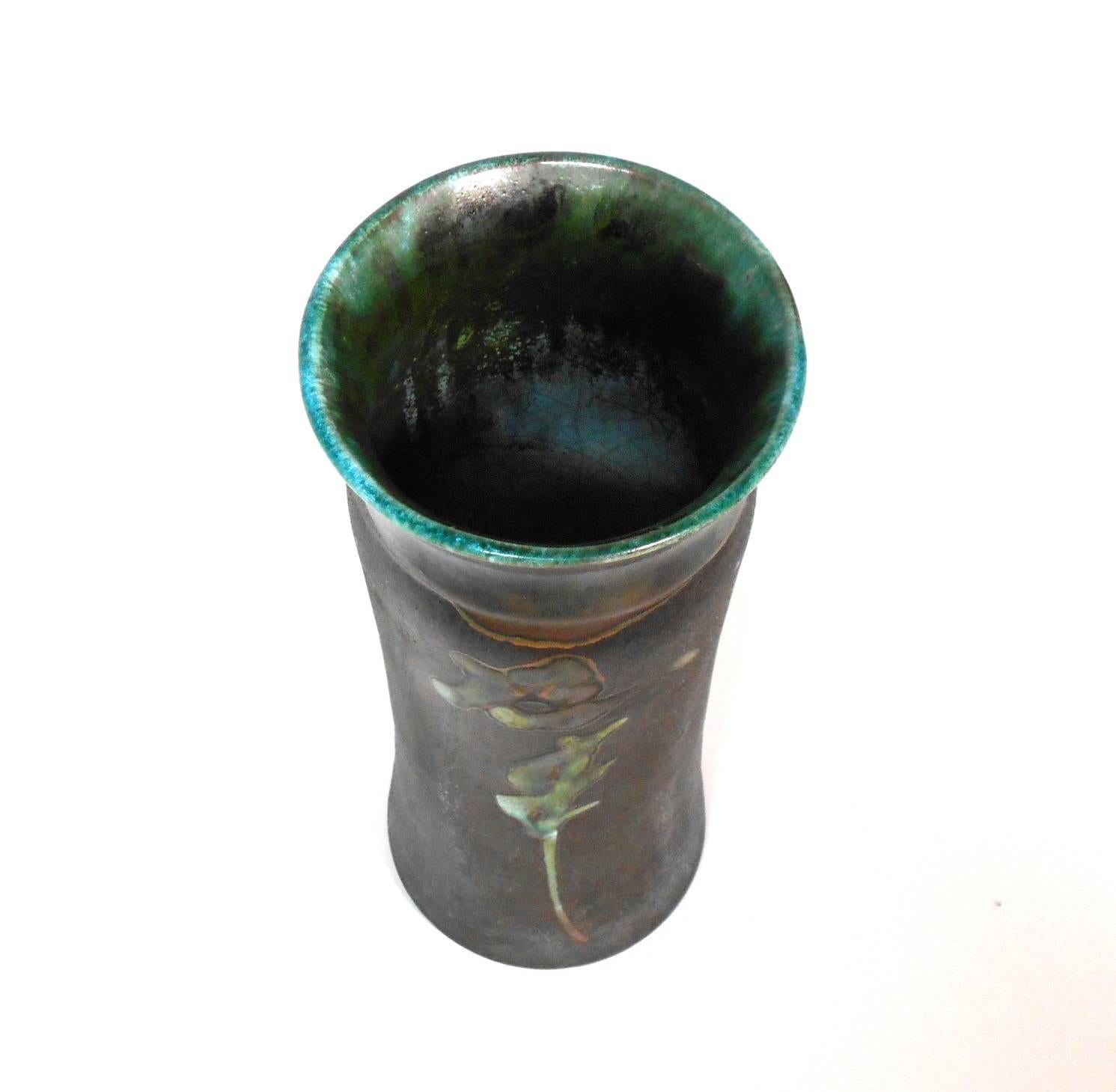 Evans Raku Ceramic Vase In Good Condition In Tarrytown, NY