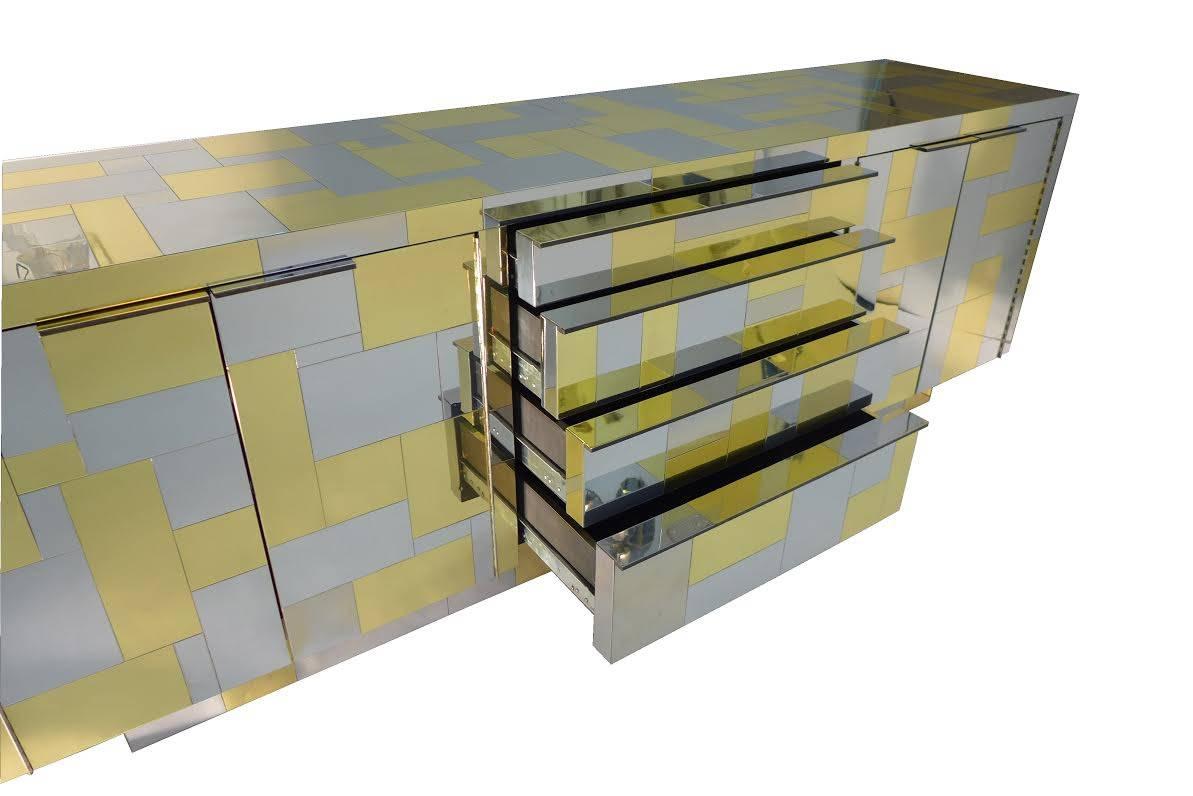 Cityscape Credenza in Brass and Chrome by Paul Evans In Good Condition In Tarrytown, NY