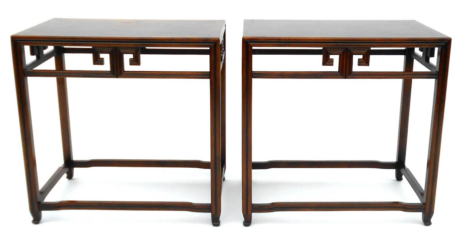 Pair of Vintage Asian Style Signed Baker Side Tables In Good Condition In Tarrytown, NY