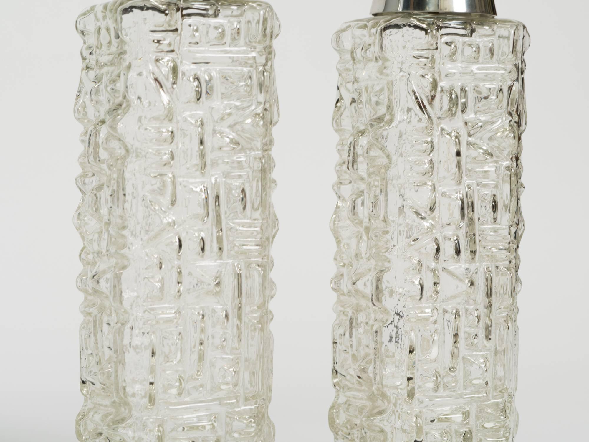 Scandinavian Modern Pair of Scandinavian Clear Glass Table Lamps