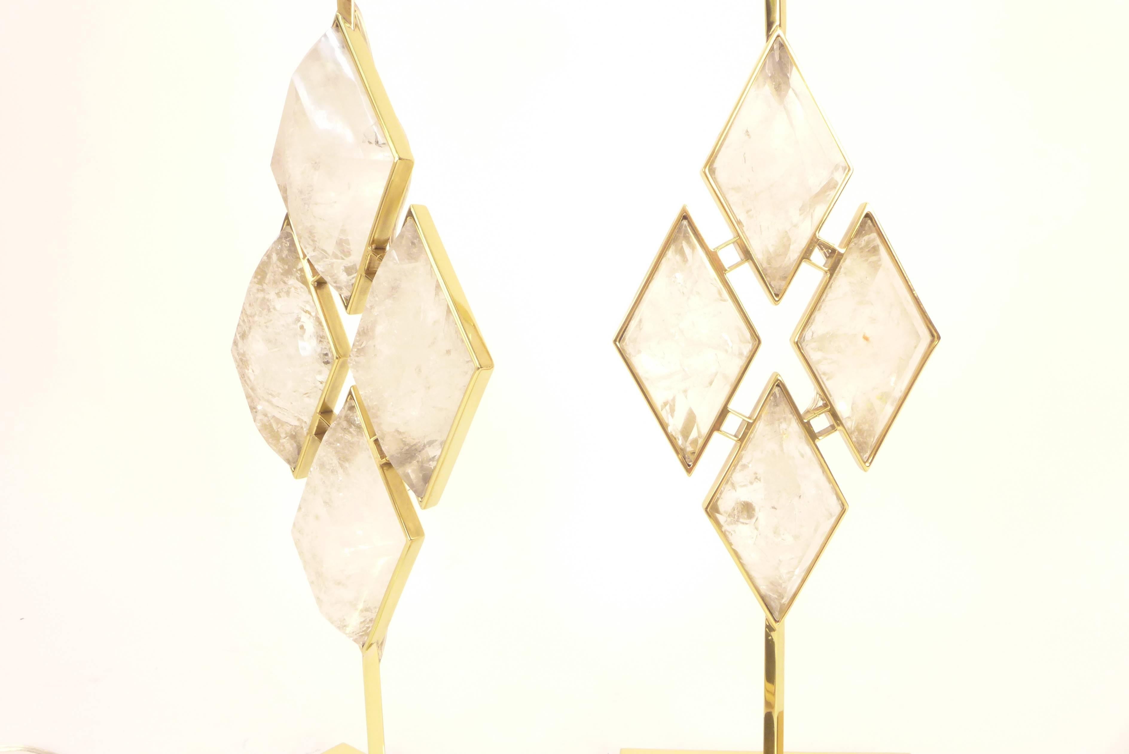 Lampes de table cristal de roche, harmonie Excellent état - En vente à Tarrytown, NY