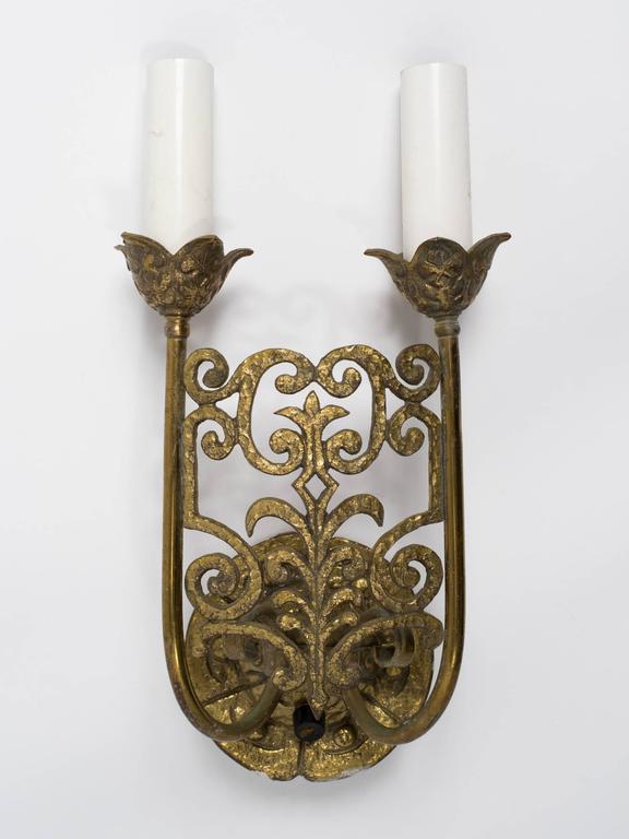 3 Gothic Brass Wall Sconces For Sale at 1stdibs