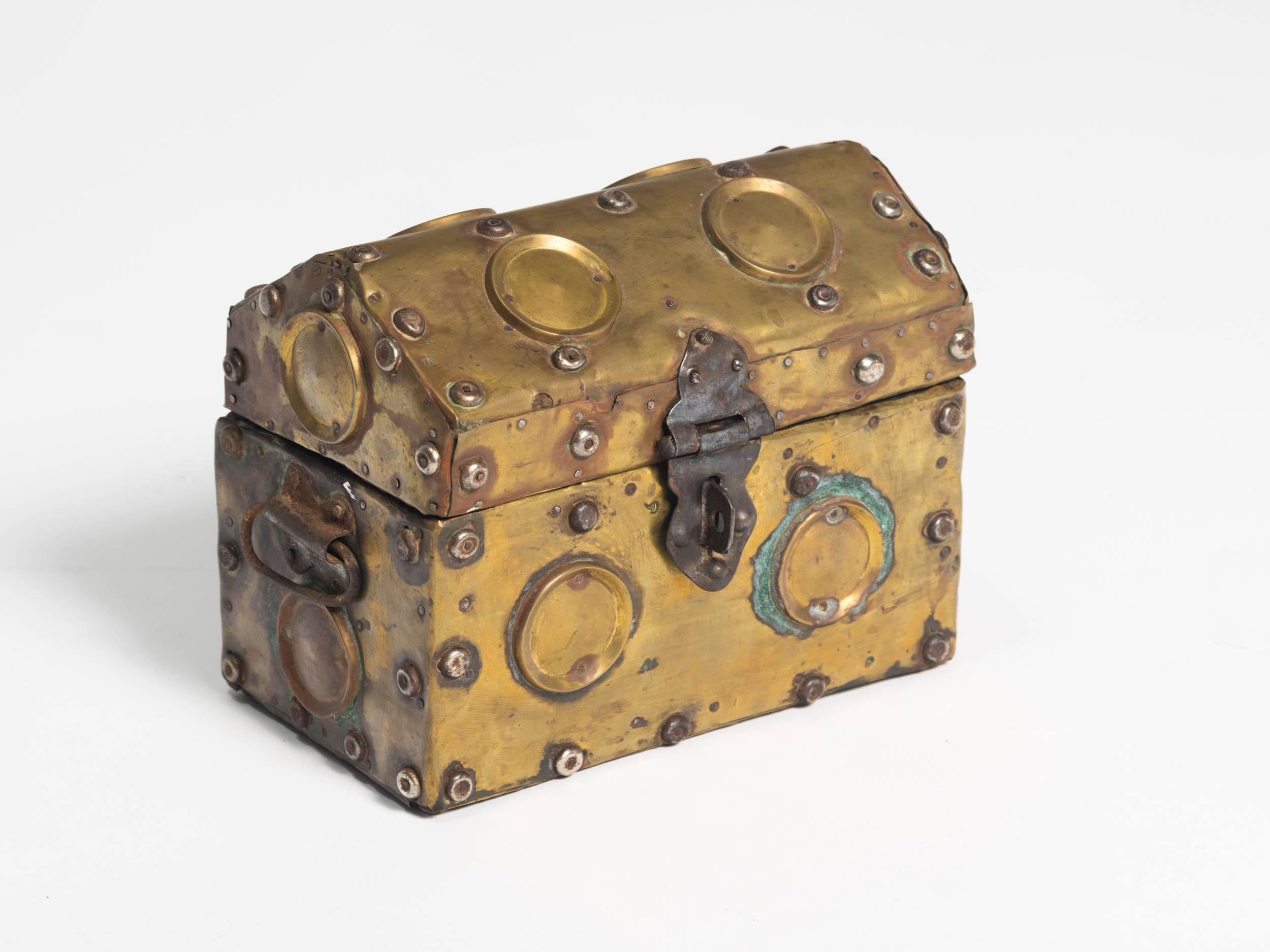 Arts & Crafts era studded brass box.