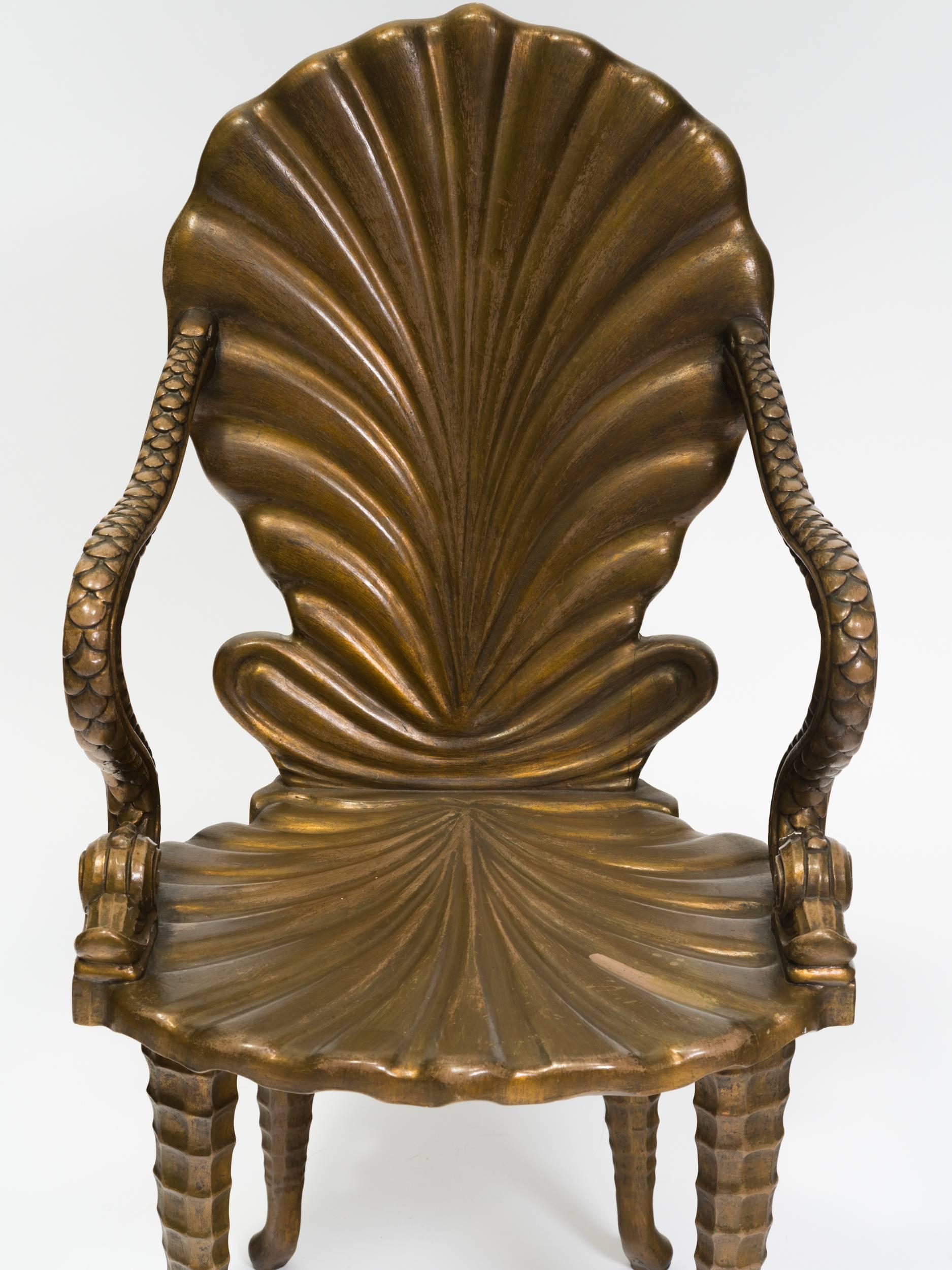 Carved wood Italian dolphin chair.