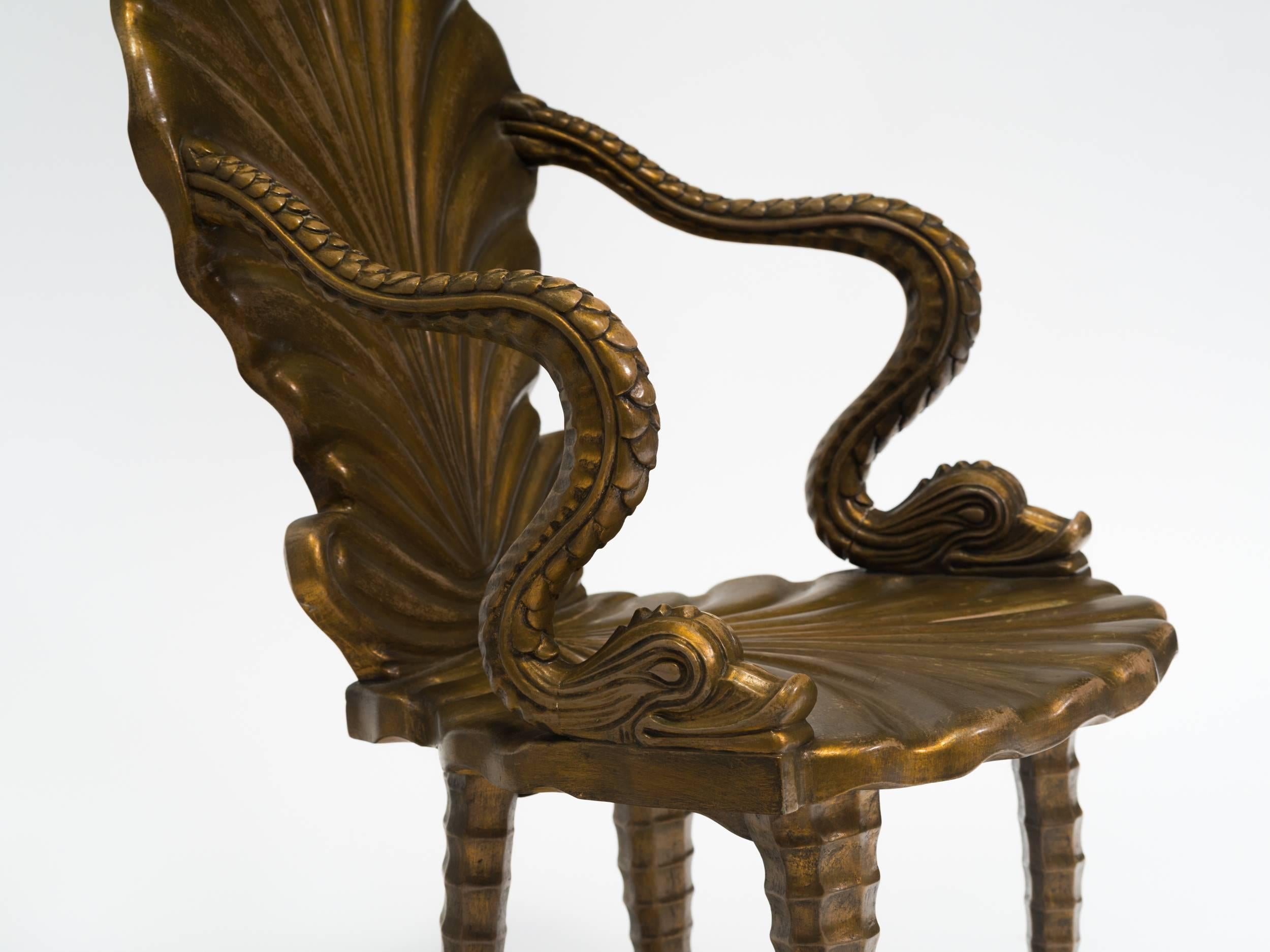 Carved Wood Italian Fantasy  Dolphin Chair In Good Condition In Tarrytown, NY