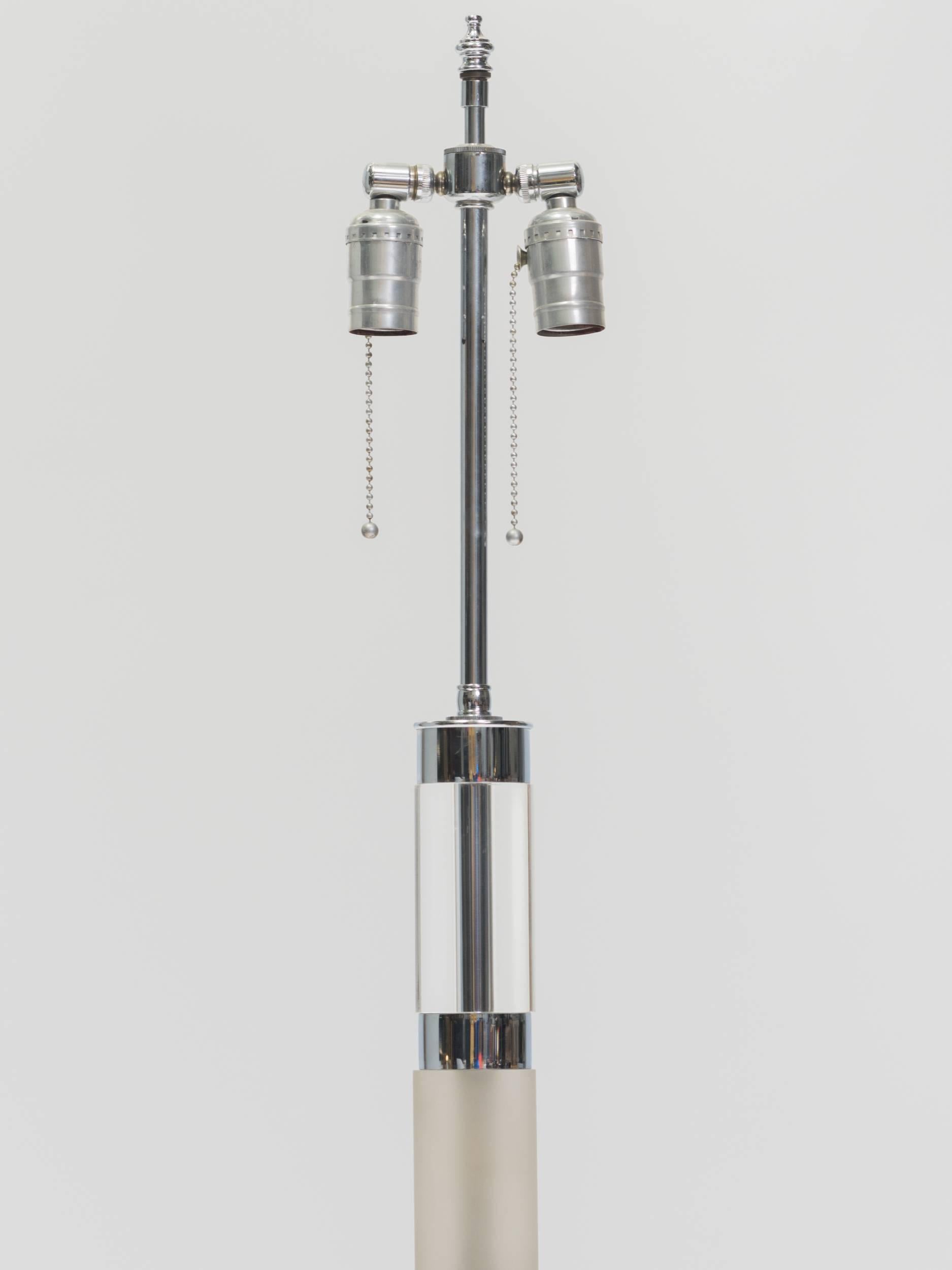 Mid-Century Modern Chrome and Lucite Floor Lamp For Sale