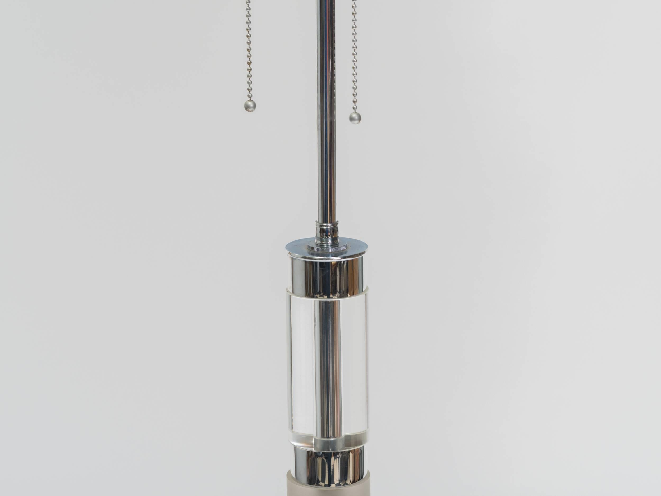 Late 20th Century Chrome and Lucite Floor Lamp For Sale