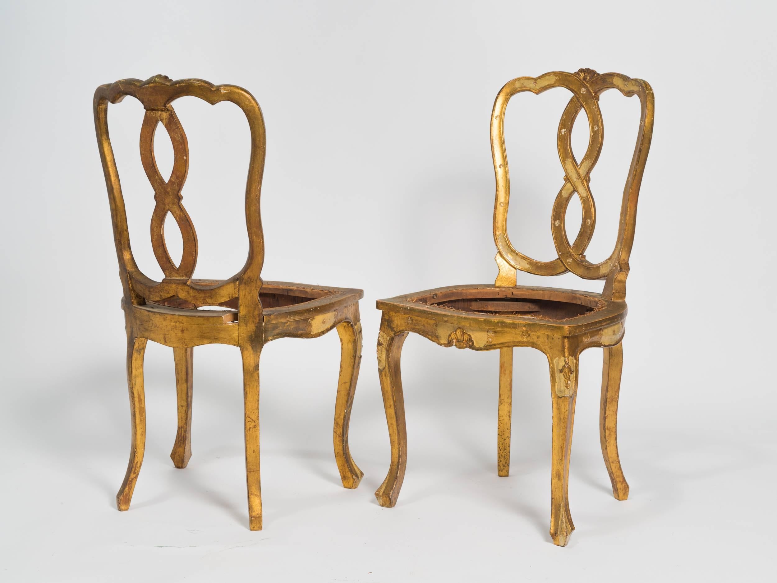 Italian Giltwood Florentine Side Chairs For Sale