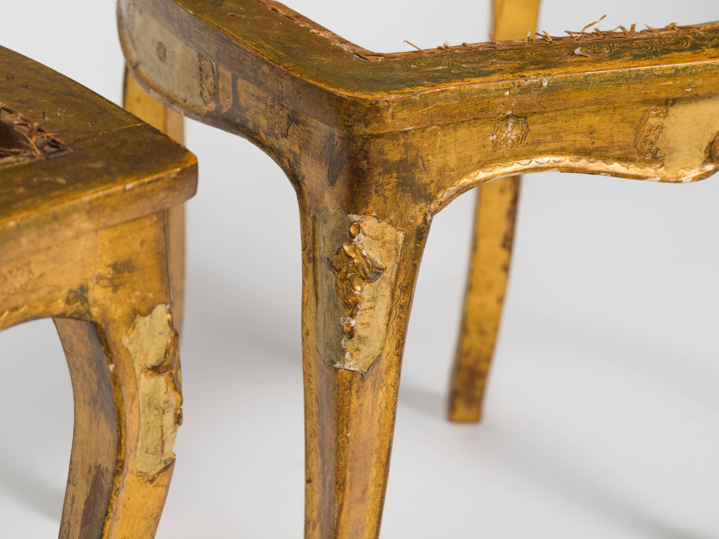 Wood Giltwood Florentine Side Chairs For Sale