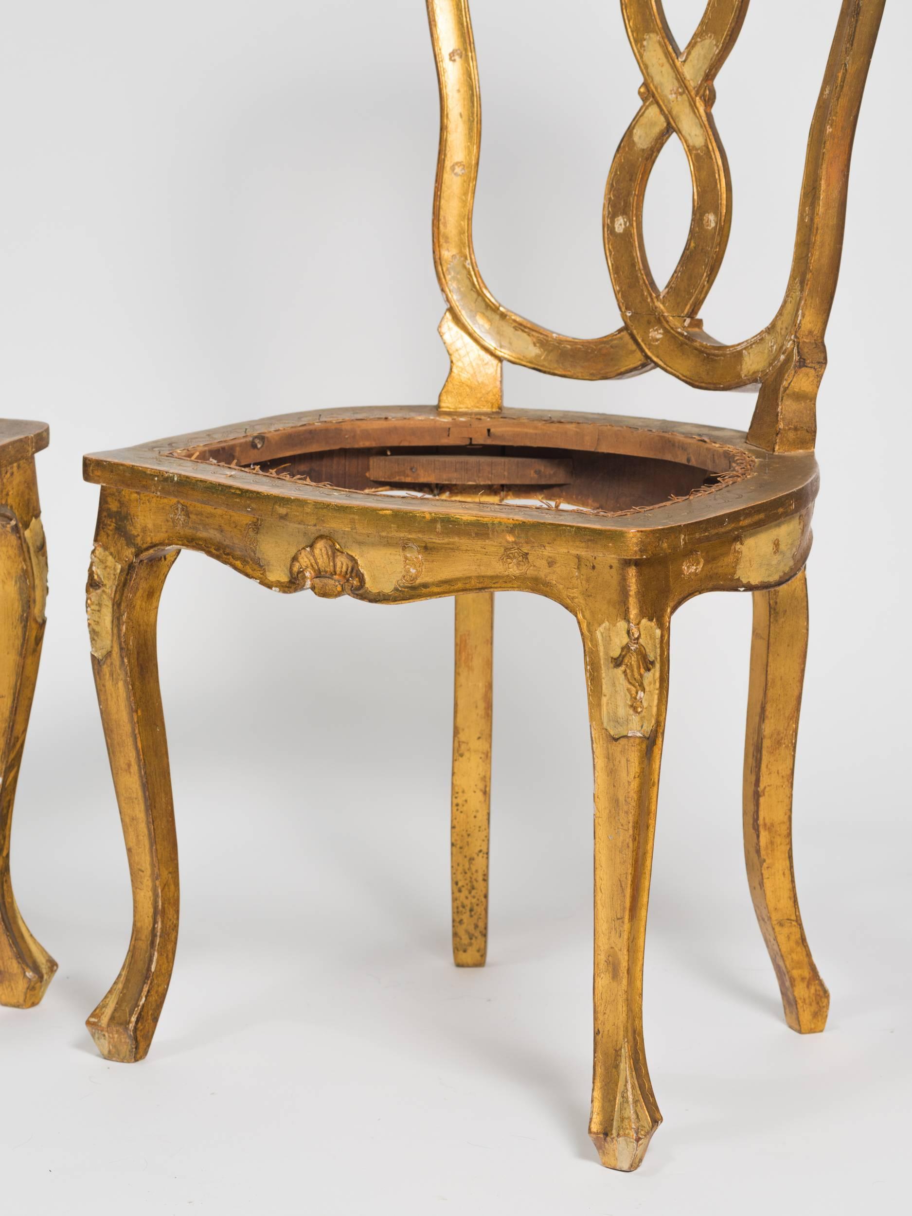 Chaises d'appoint Florentine en bois doré en vente 1