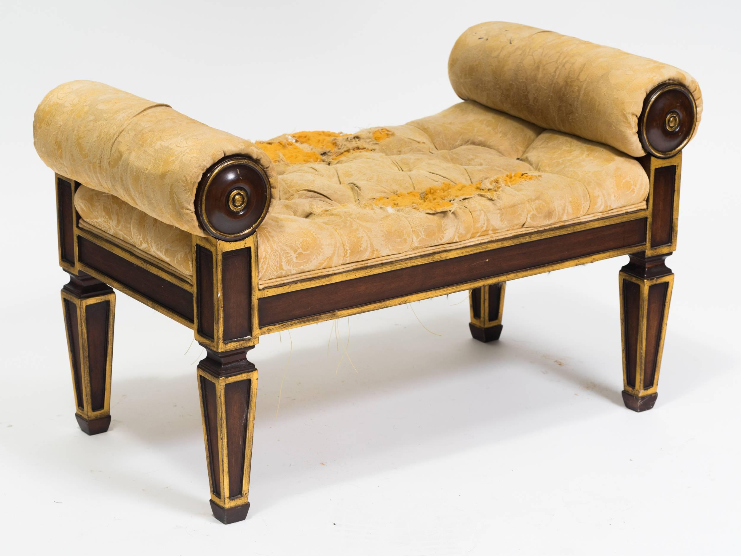 A 1920s upholstered bench.