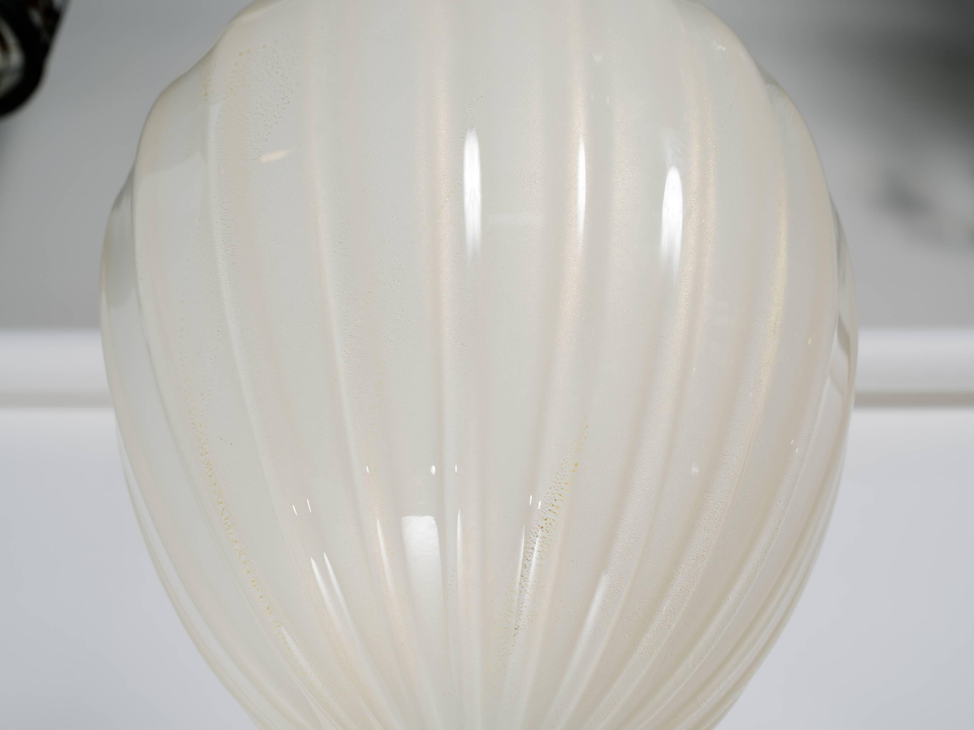 1940s Seguso White With Gold Flecks  Murano Large Teardrop Light Fixture In Good Condition In Tarrytown, NY