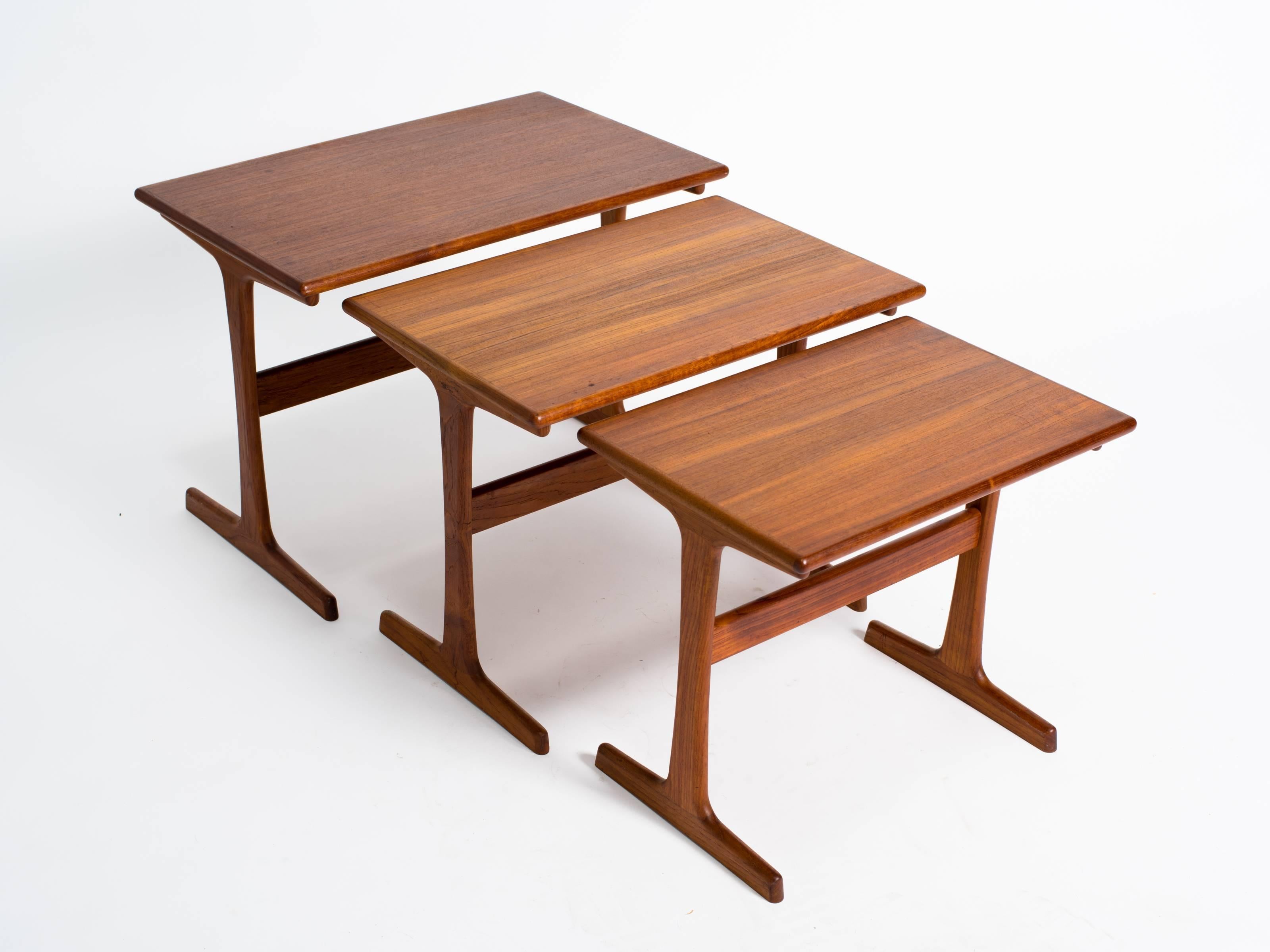 Scandinavian Modern Set of Three Danish Modern Teak Nesting Tables
