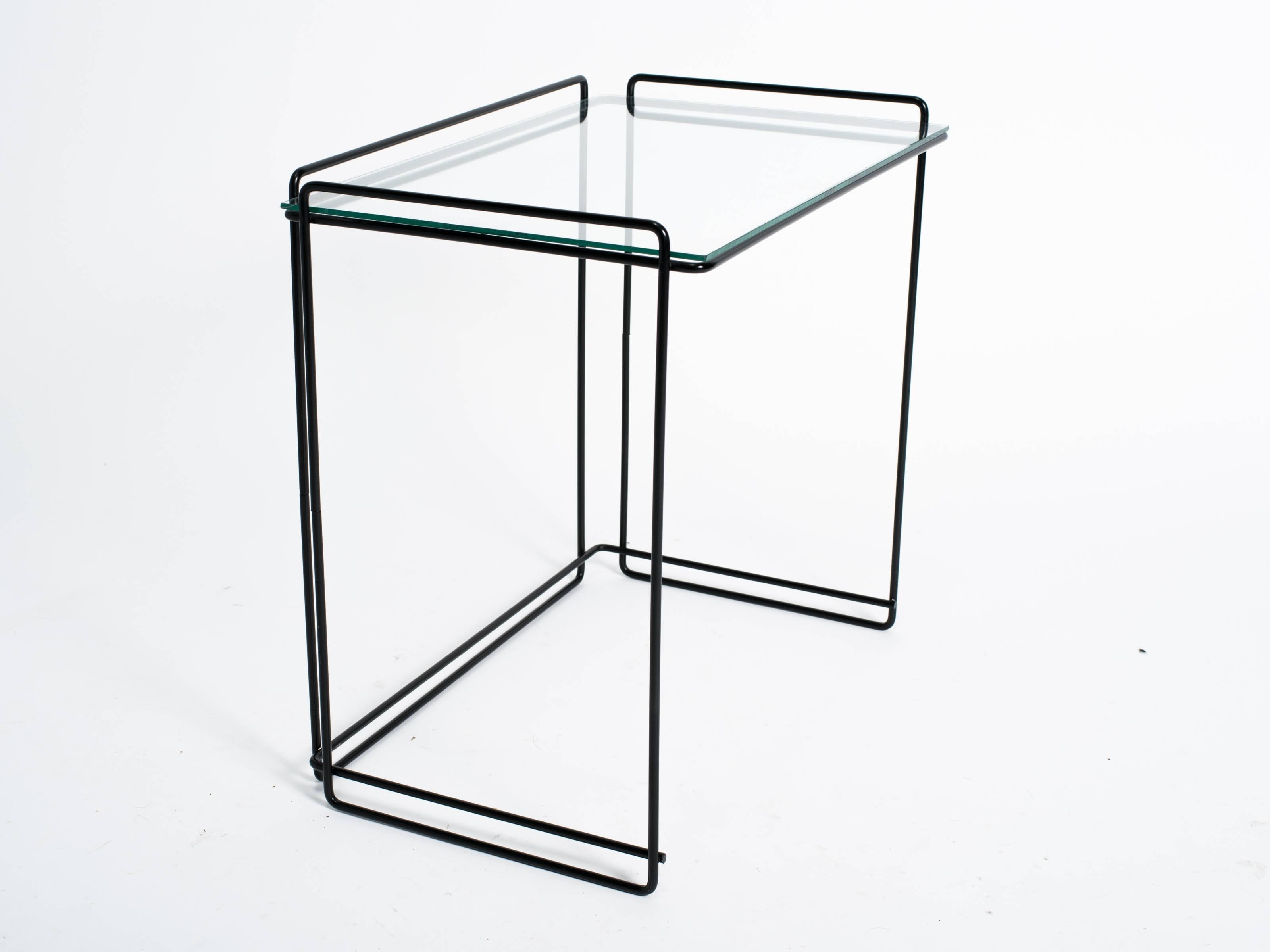 Set of Three Metal and Glass Nesting Tables by Max Sauze In Good Condition In Tarrytown, NY