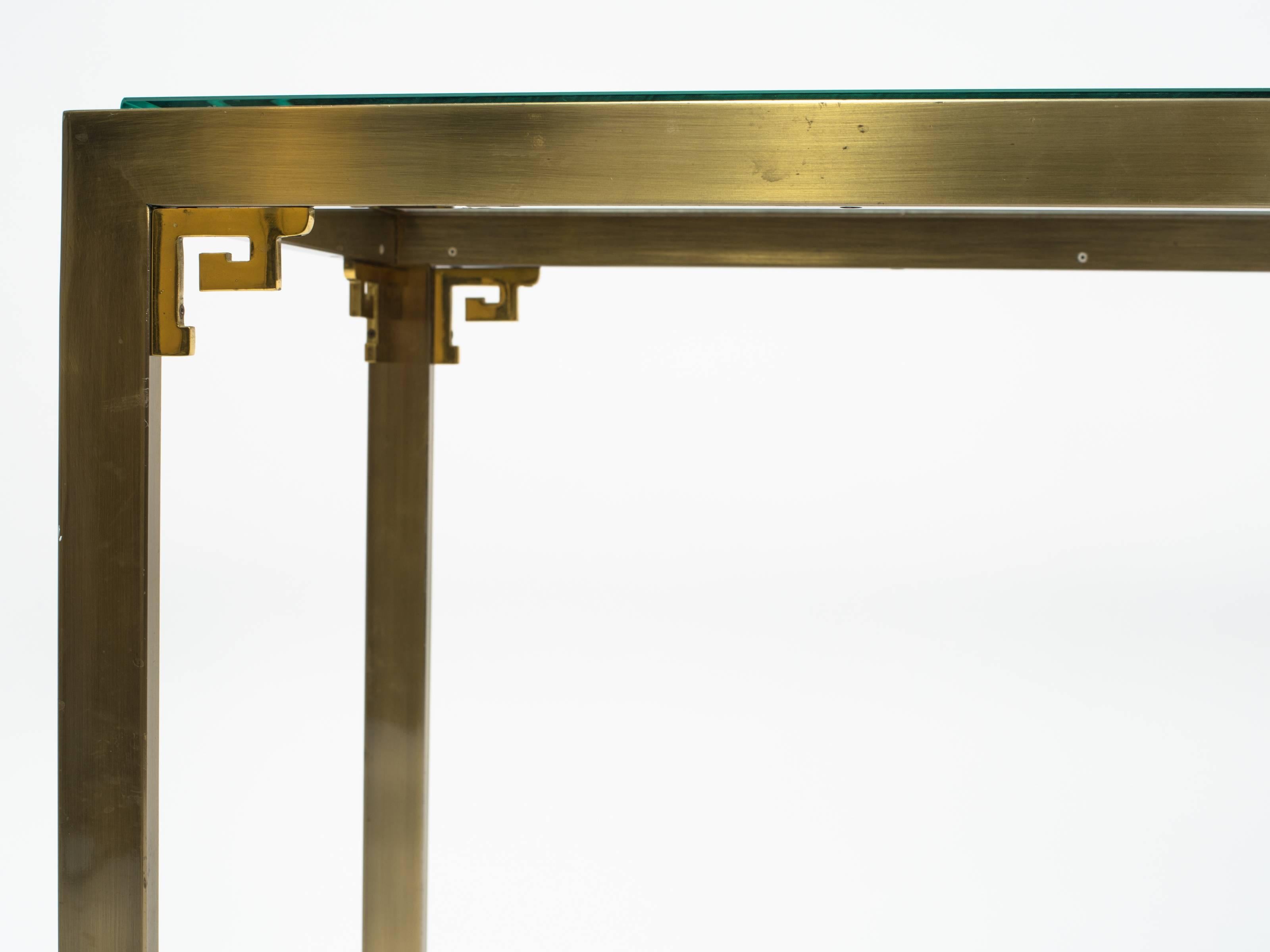 Mid-Century Modern Greek Key Brass Console Table by Design Institute of America