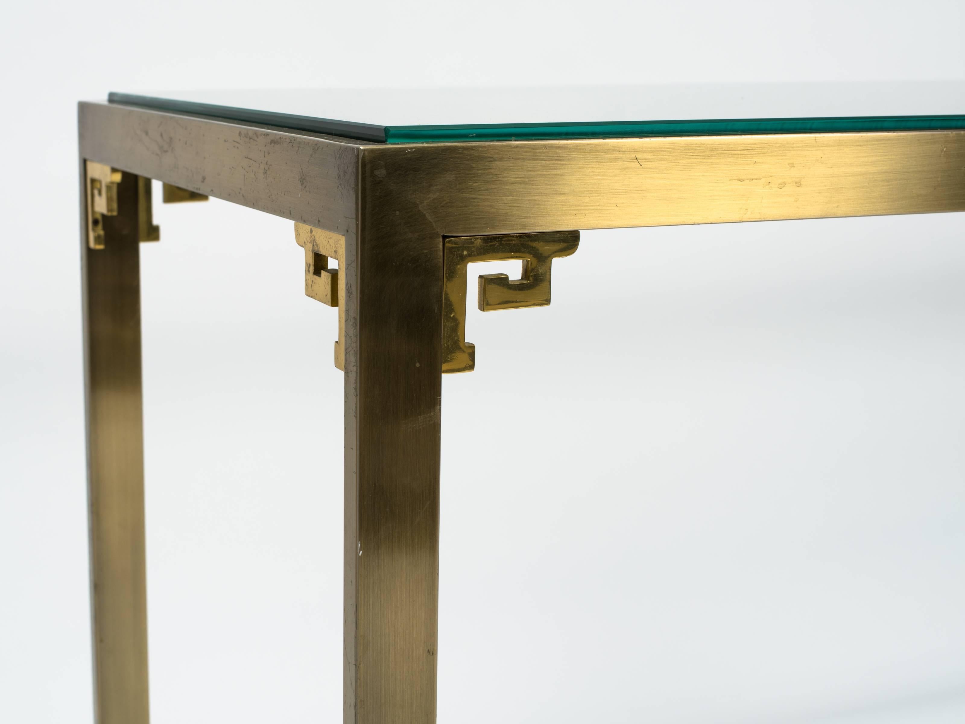 Greek Key Brass Console Table by Design Institute of America In Good Condition In Tarrytown, NY