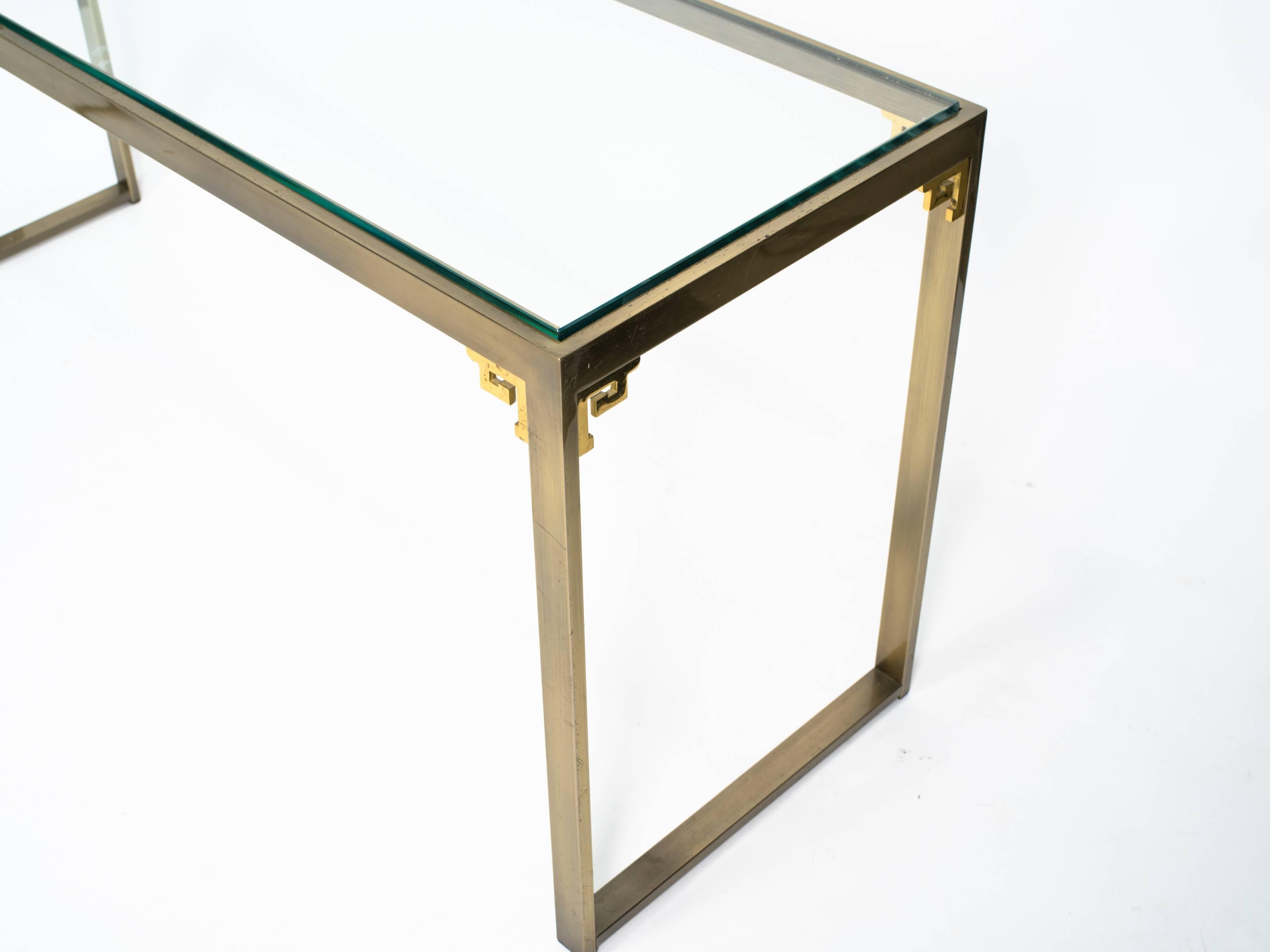 Greek Key Brass Console Table by Design Institute of America 1
