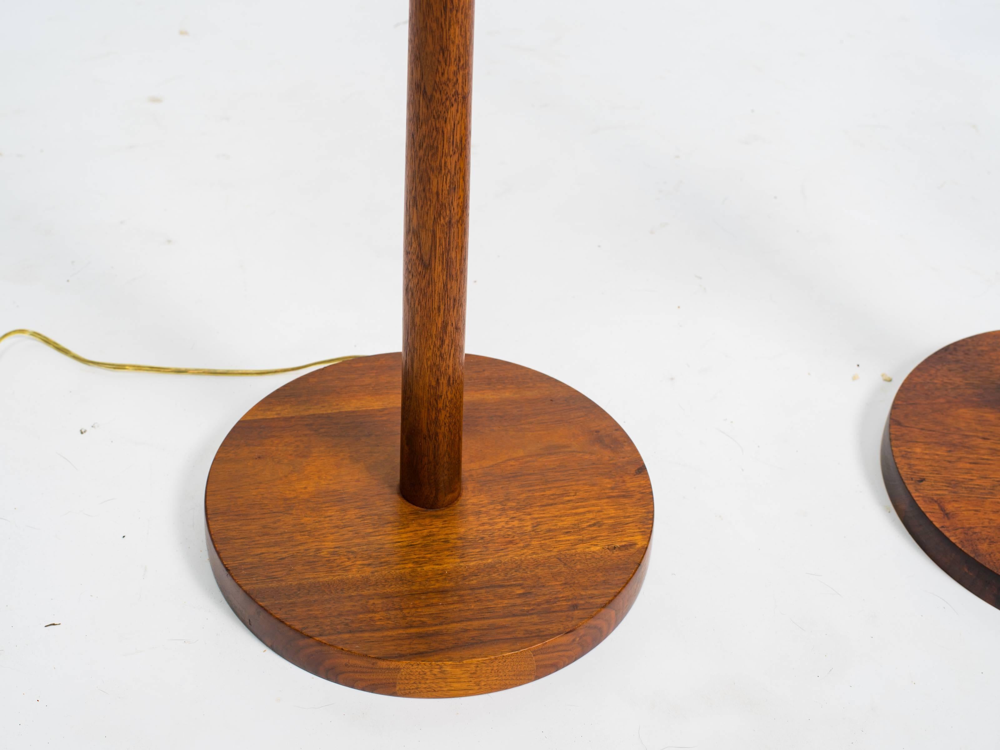 Mid-20th Century Pair of Danish Modern Teak Floor Lamps