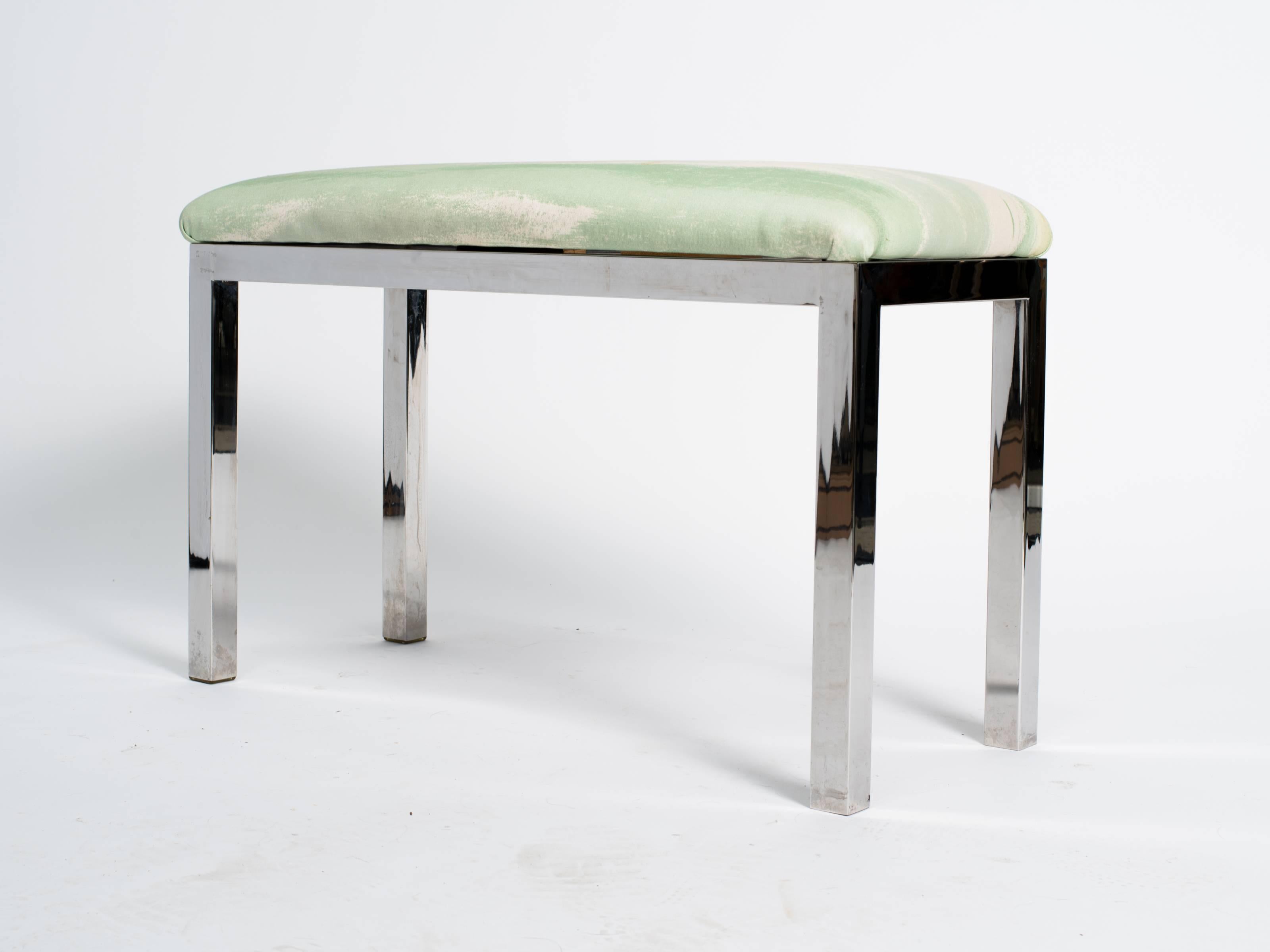 Late 20th Century Mid-Century Chrome and Upholstered Bench