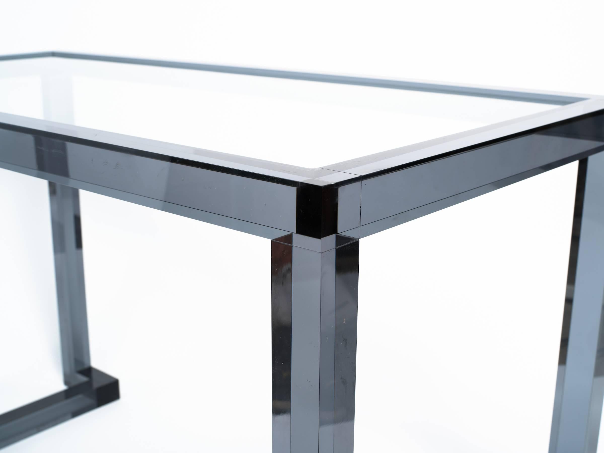 Smoked Lucite console or desk.