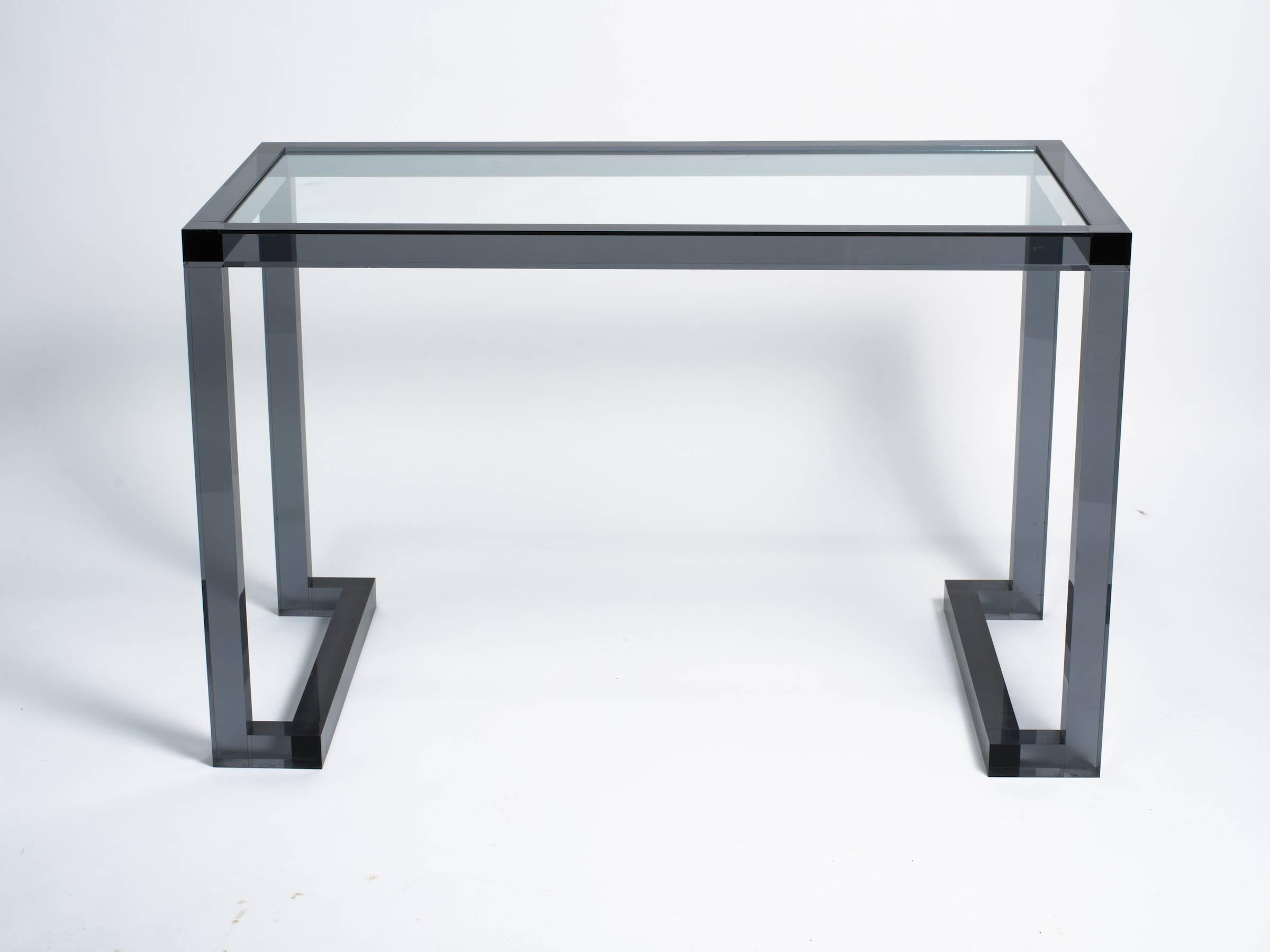 Smoked Lucite Console or Desk 1