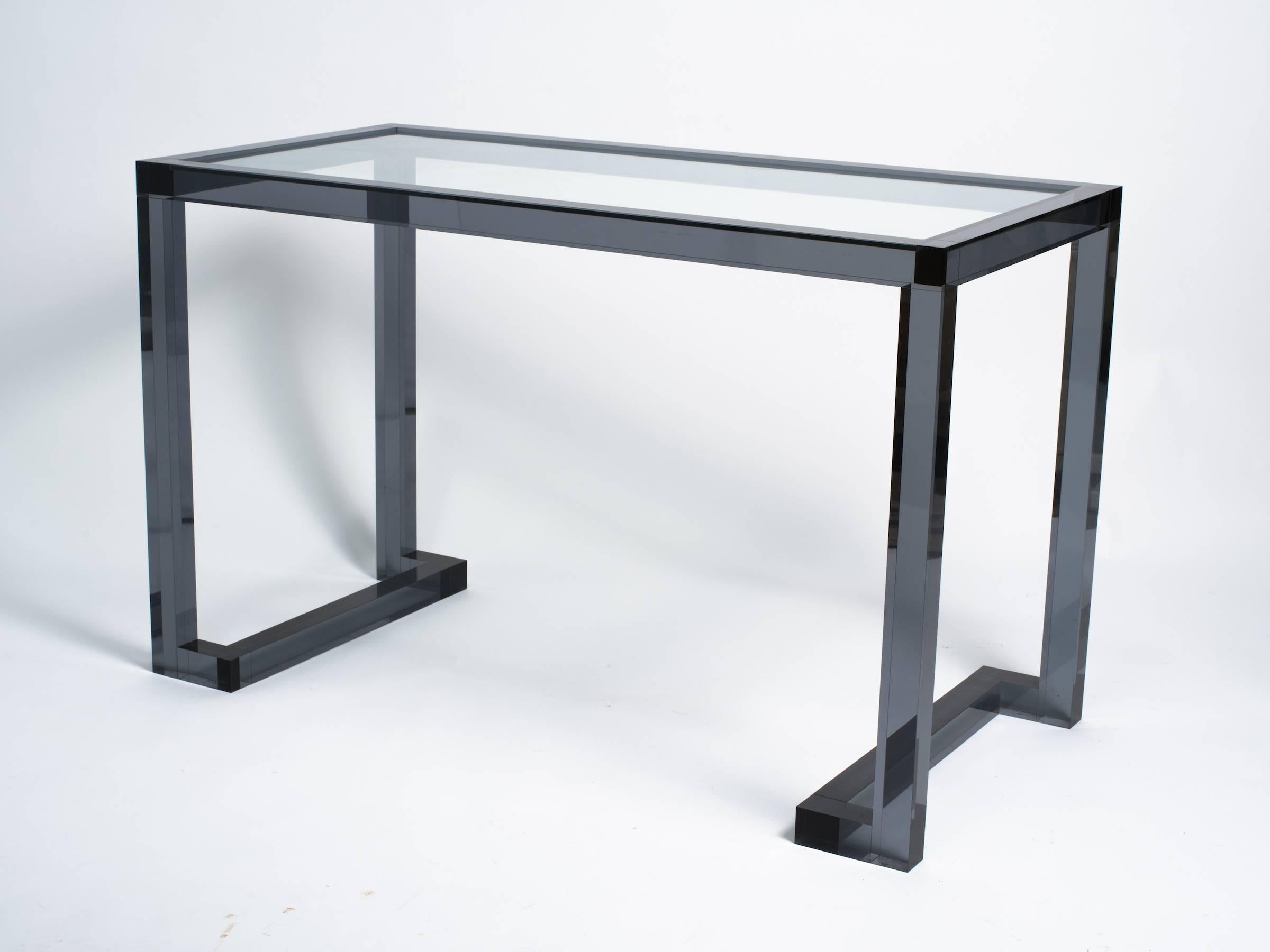 Smoked Lucite Console or Desk 3