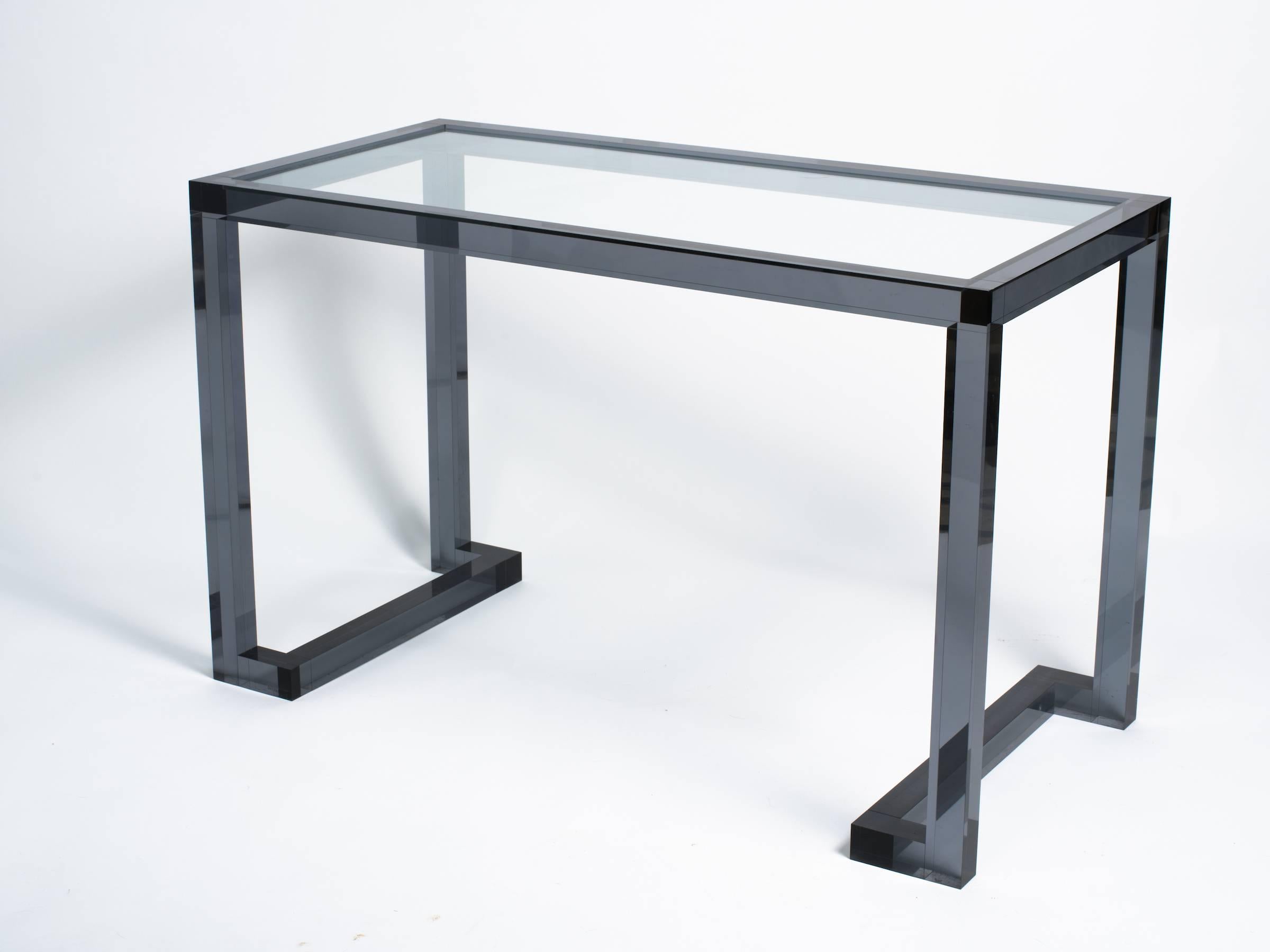 Smoked Lucite Console or Desk 5
