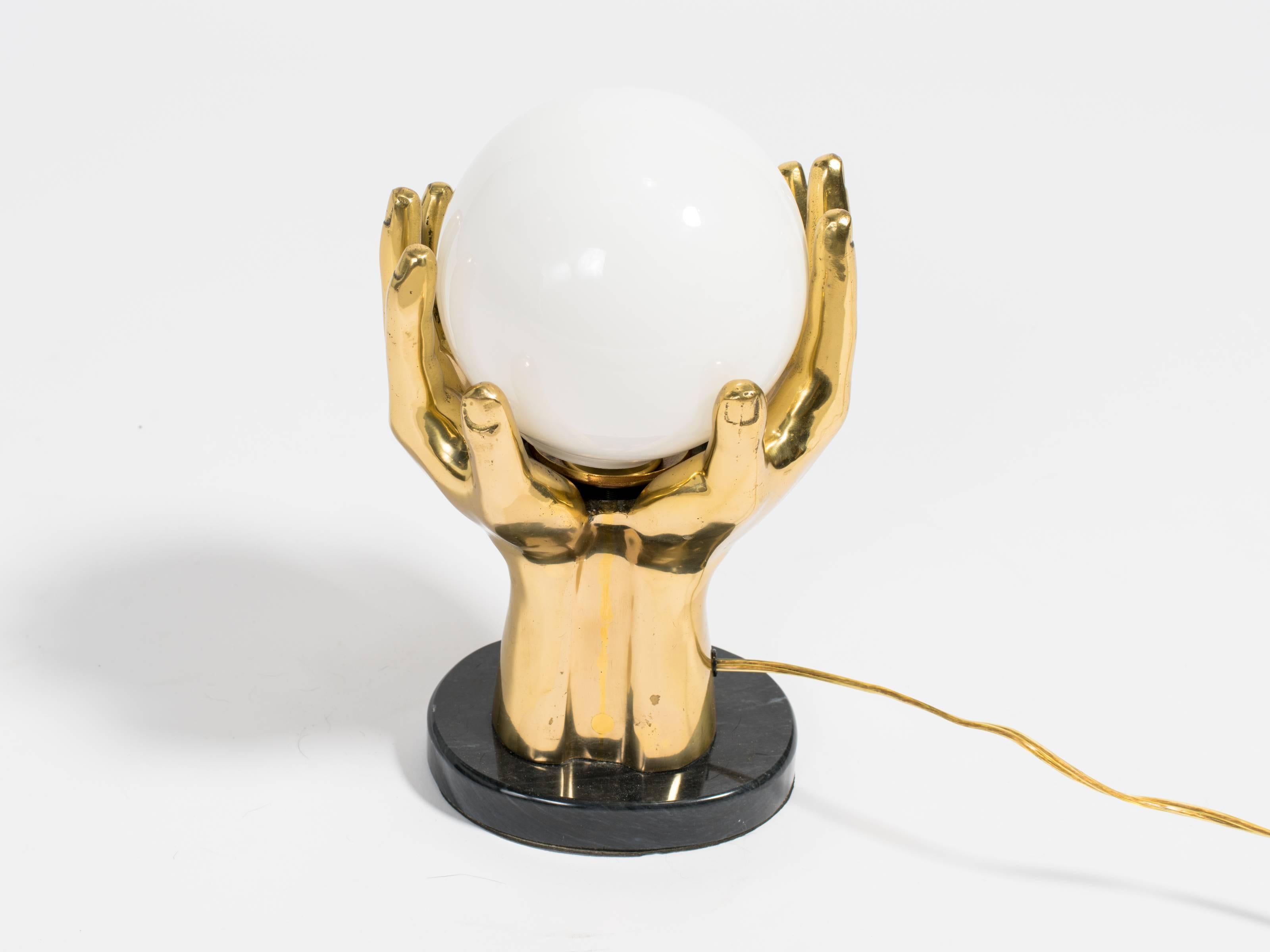 Brass and Marble Hand Table Lamp 2