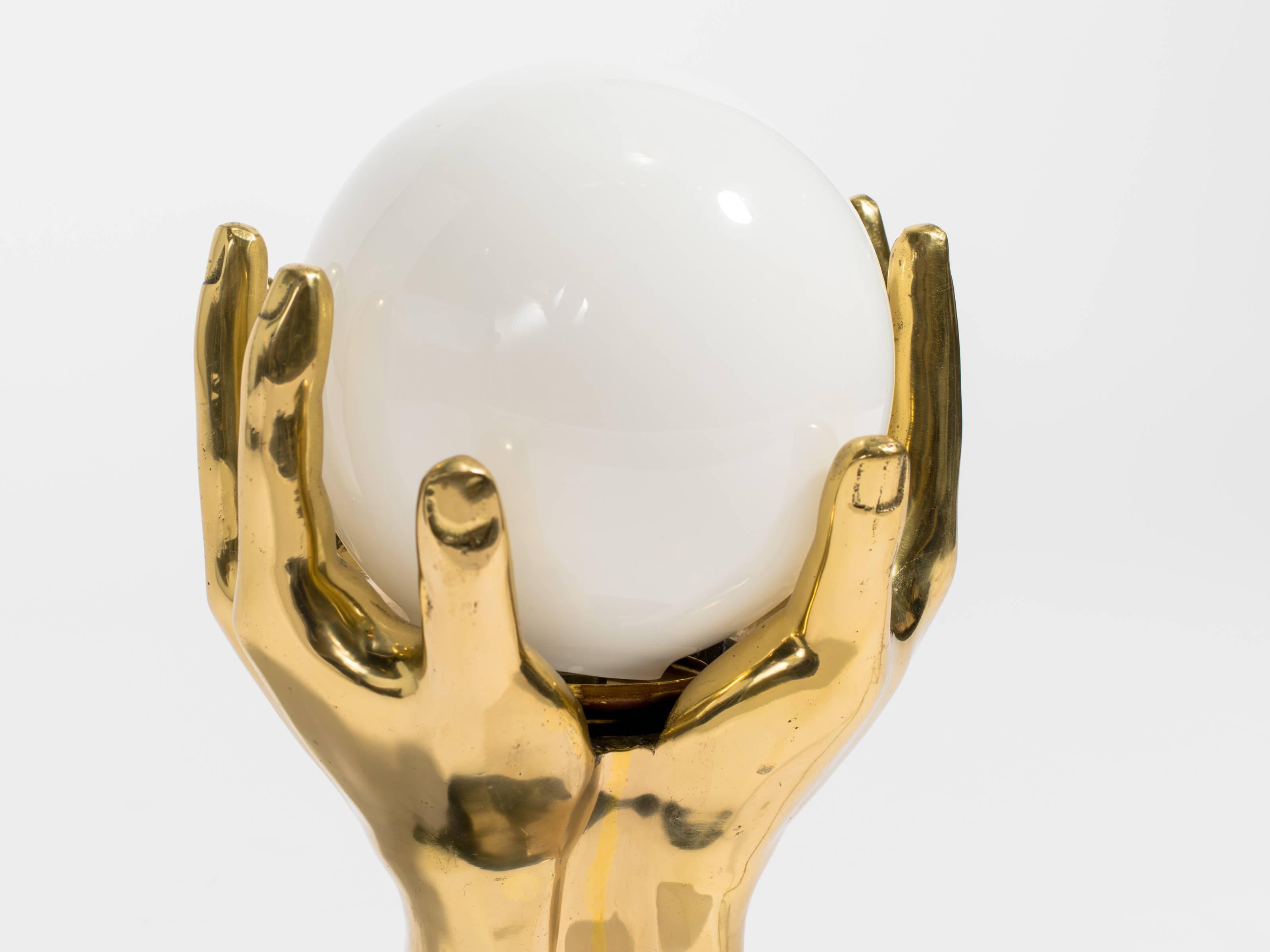 Brass and Marble Hand Table Lamp 4